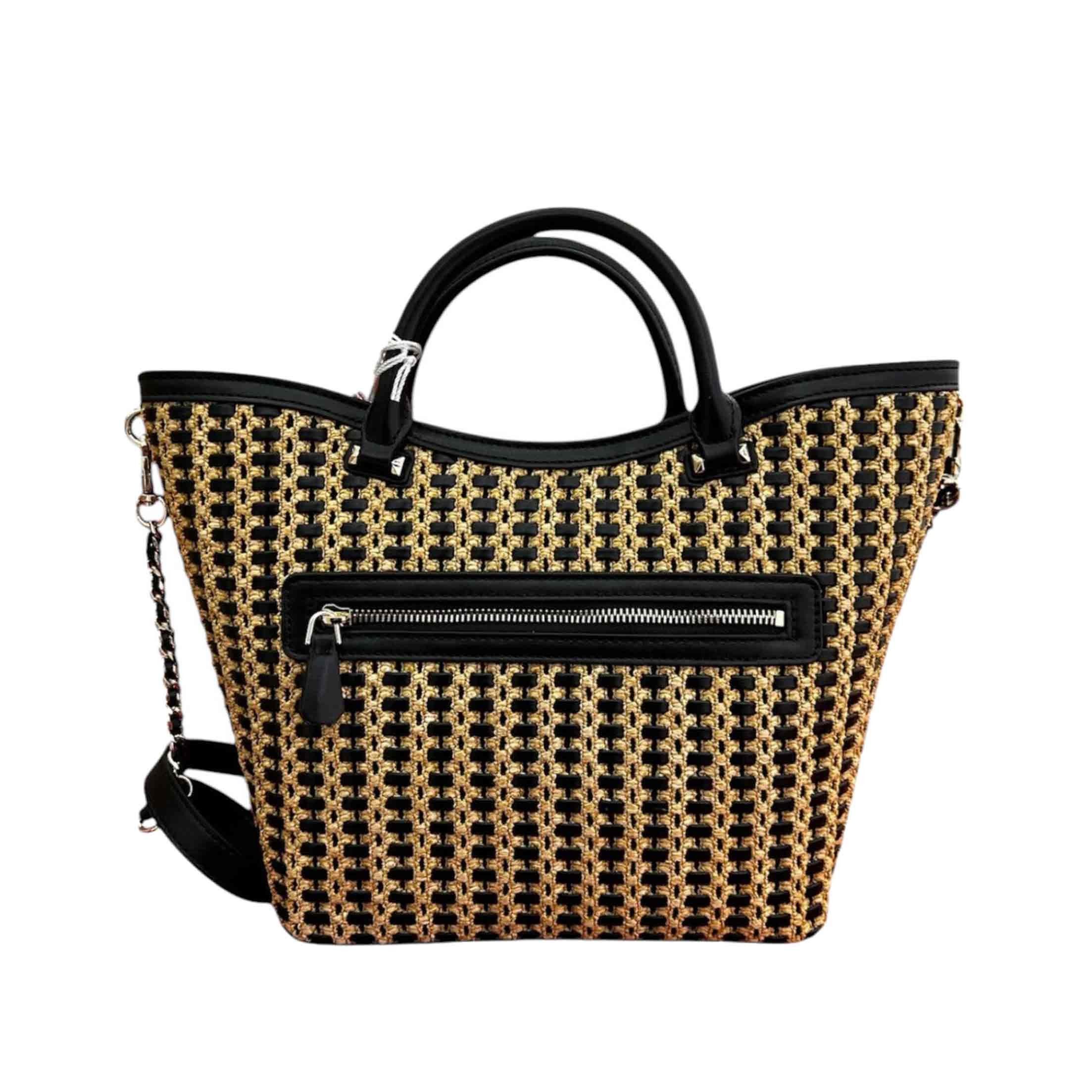 Guess handbag atalia tote in rafia e similpelle da donna