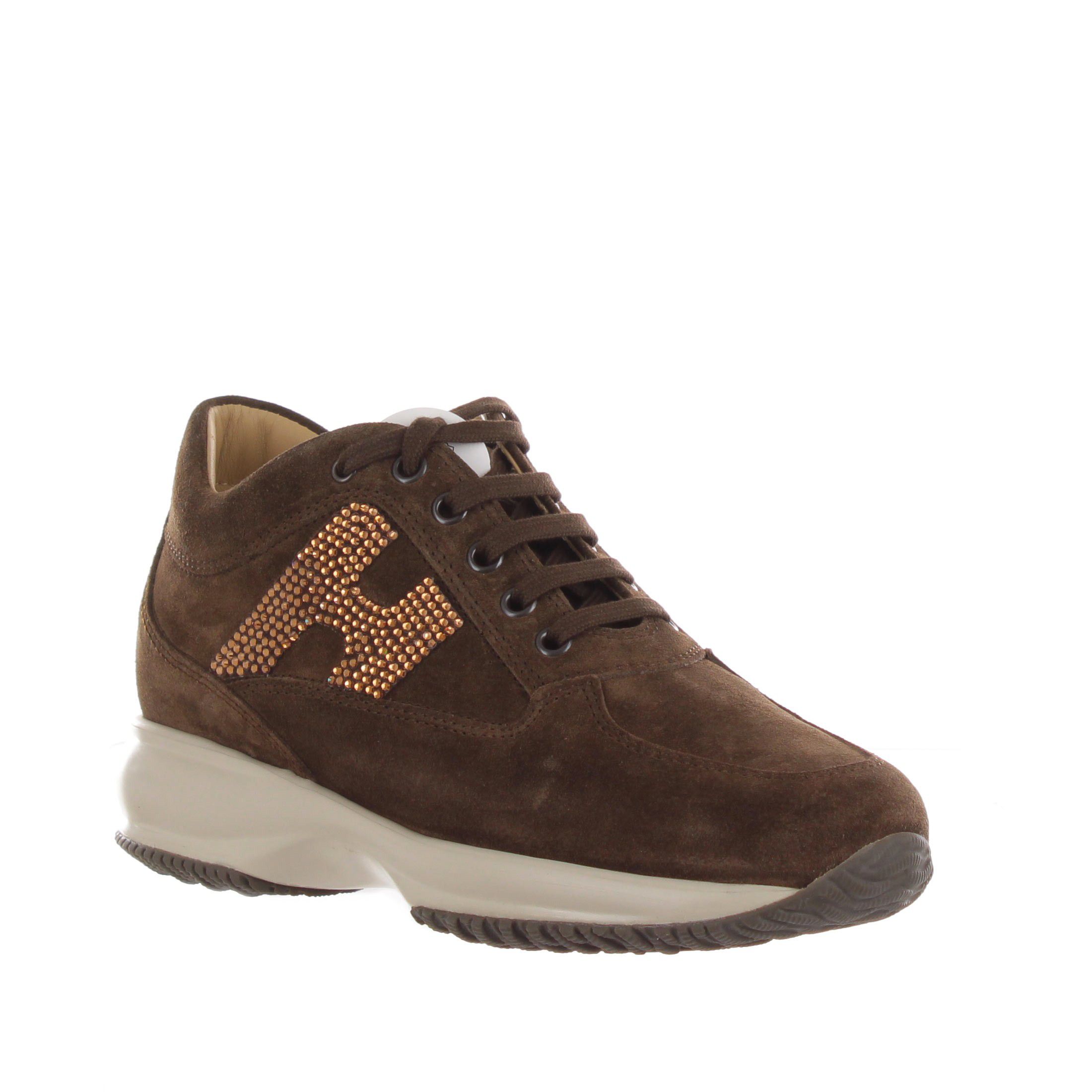 Hogan interactive in camoscio con h in strass da donna
