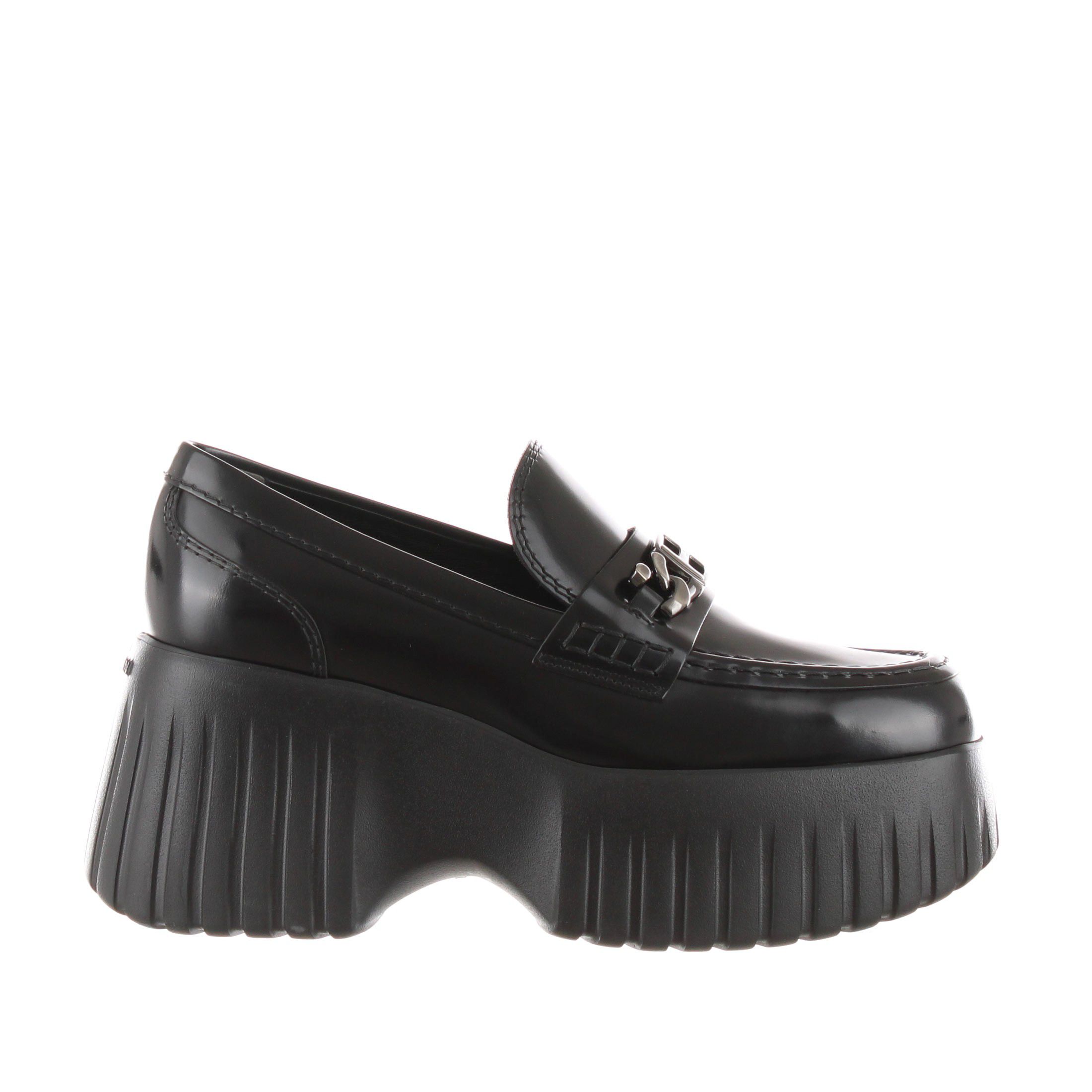 Hogan mocassino platform h-stripes in pelle da donna