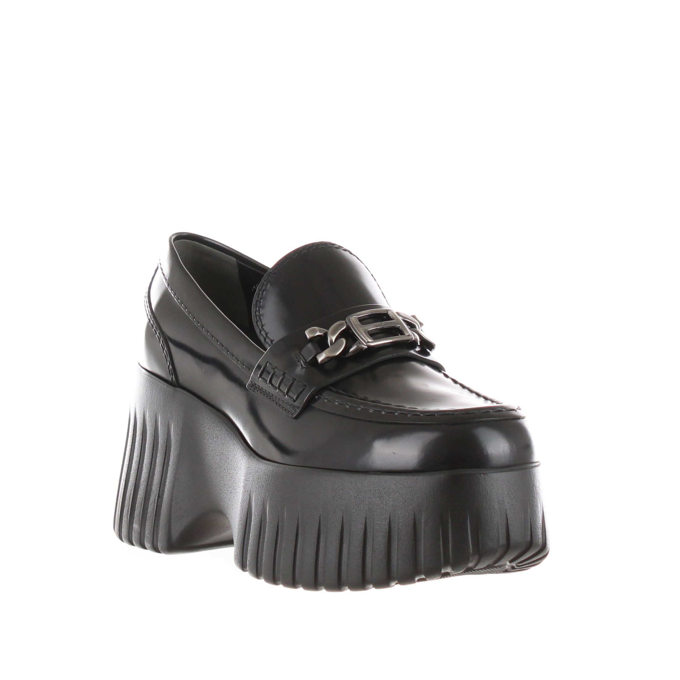 Hogan mocassino platform h-stripes in pelle da donna