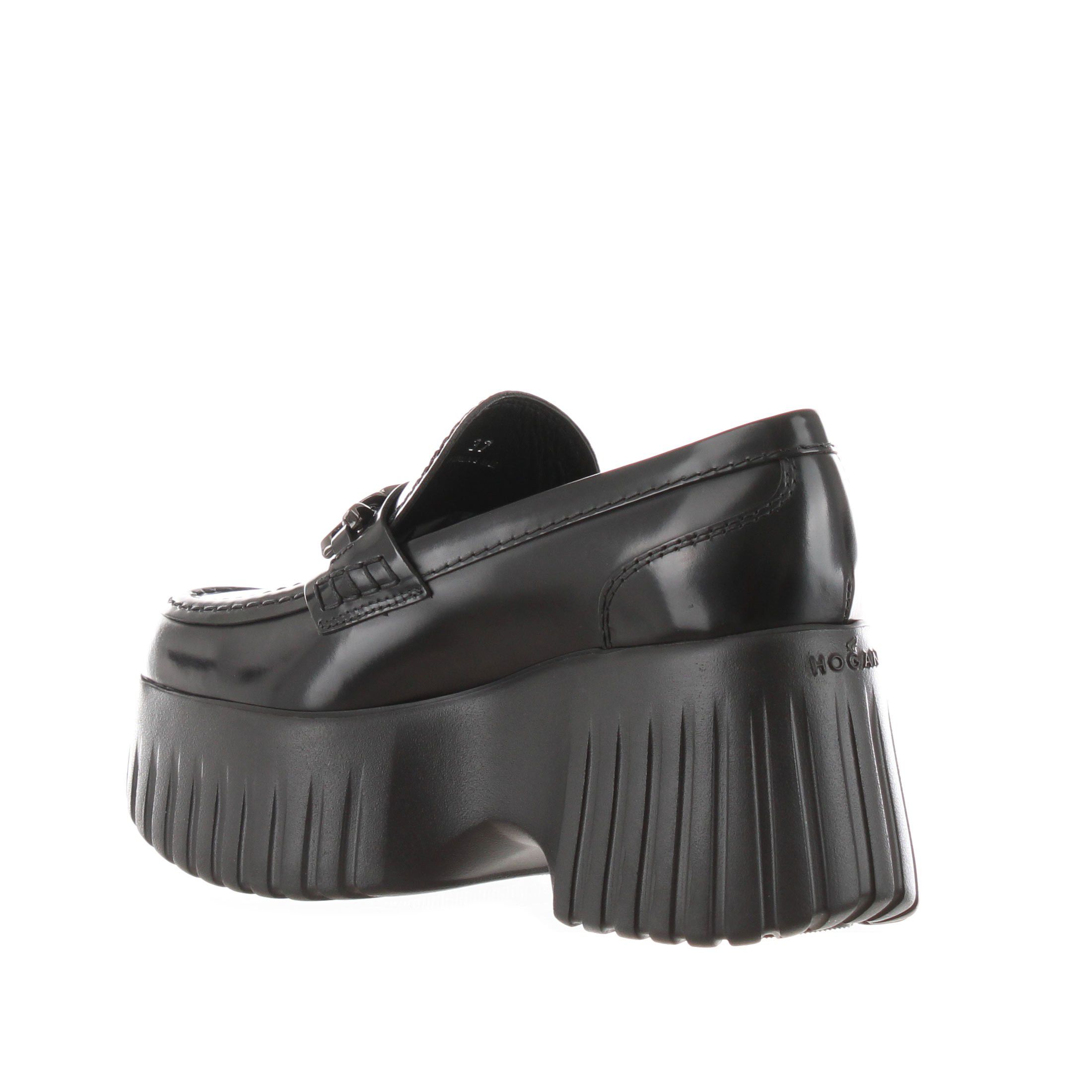Hogan mocassino platform h-stripes in pelle da donna