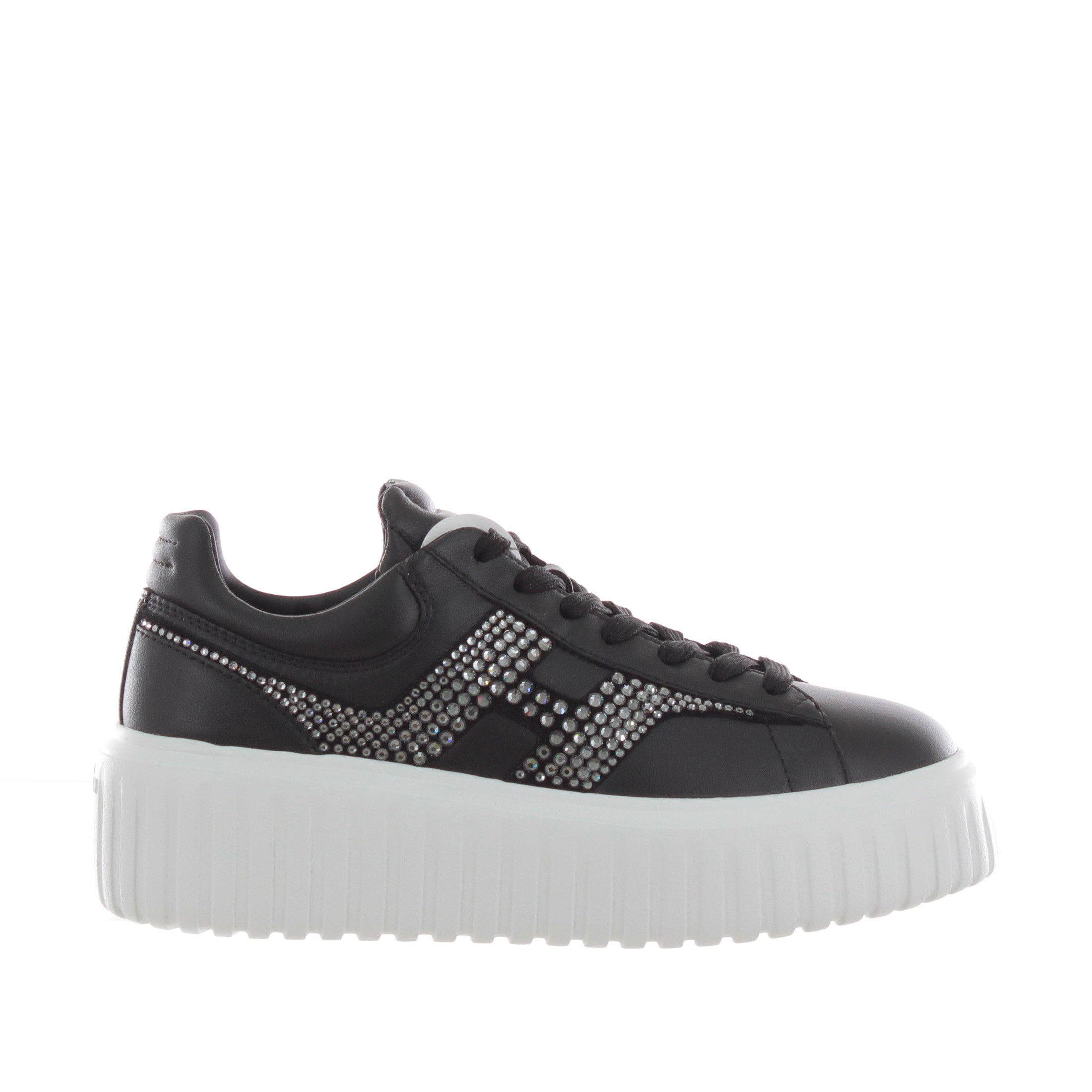 Hogan sneaker h-stripes in nappa con h in strass da donna