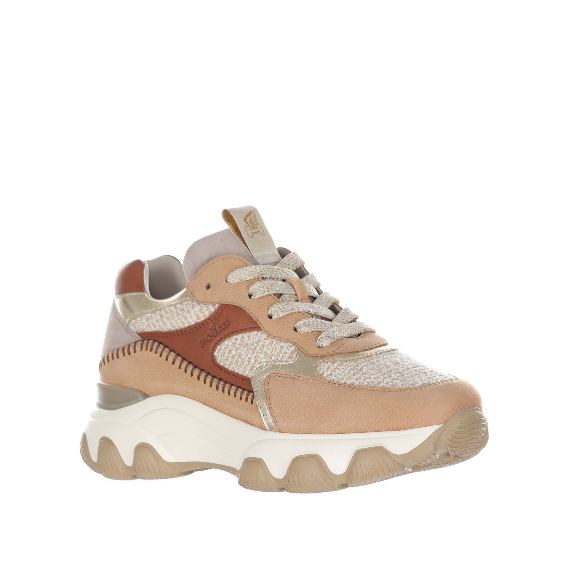 Hogan sneaker hyperactive in nabuk e tessuto bouclé da donna