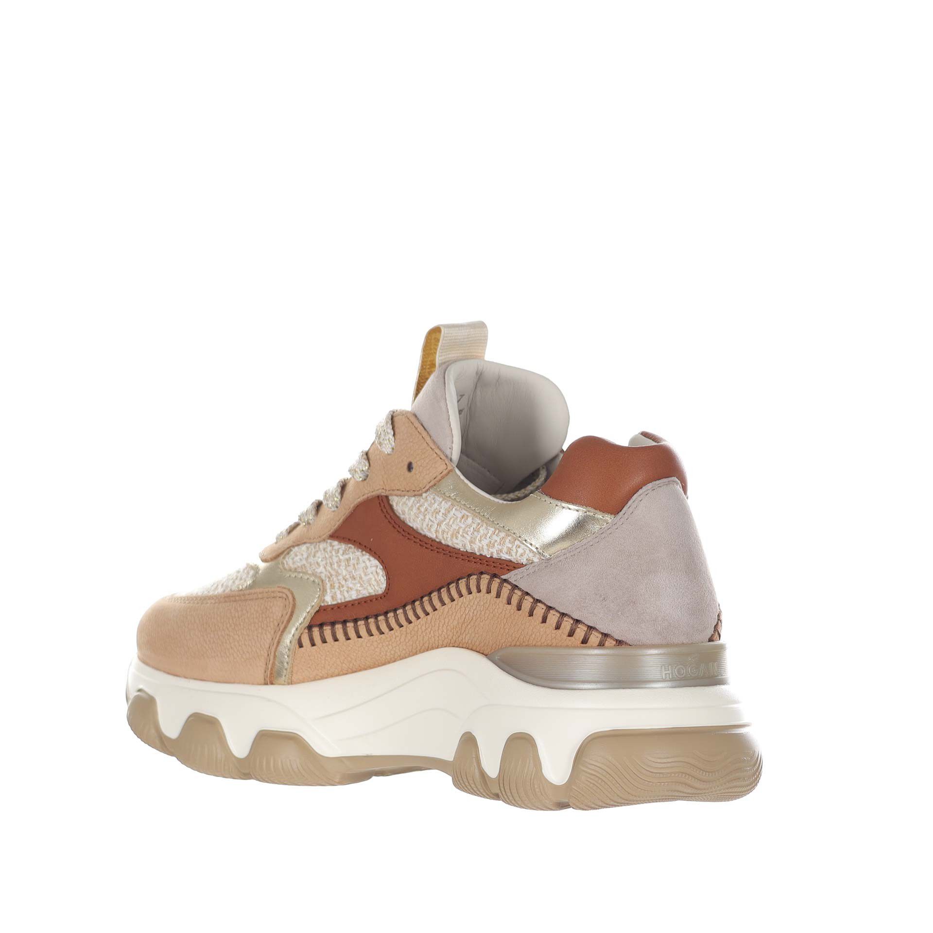 Hogan sneaker hyperactive in nabuk e tessuto bouclé da donna
