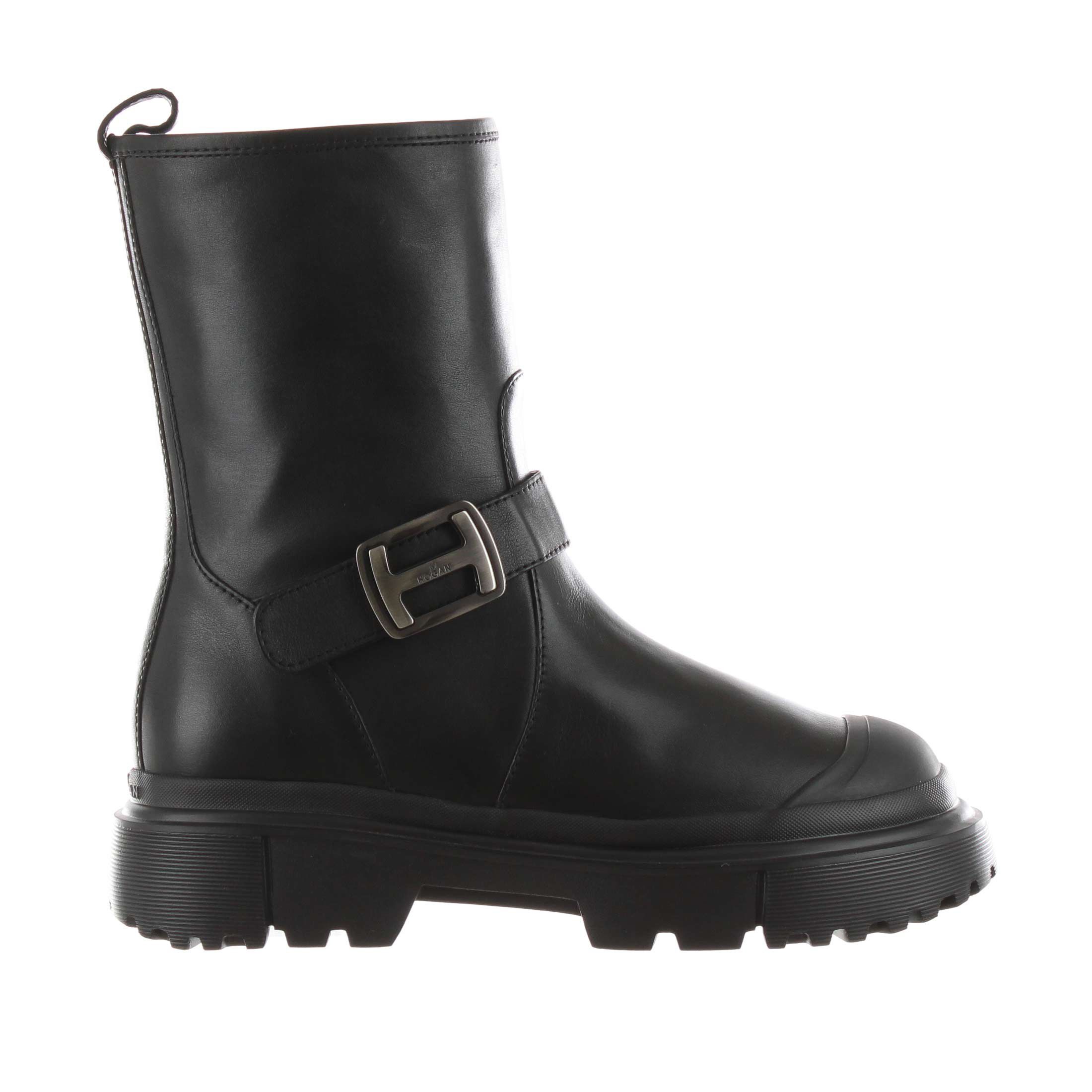 Hogan stivaletto biker h619 in pelle da donna