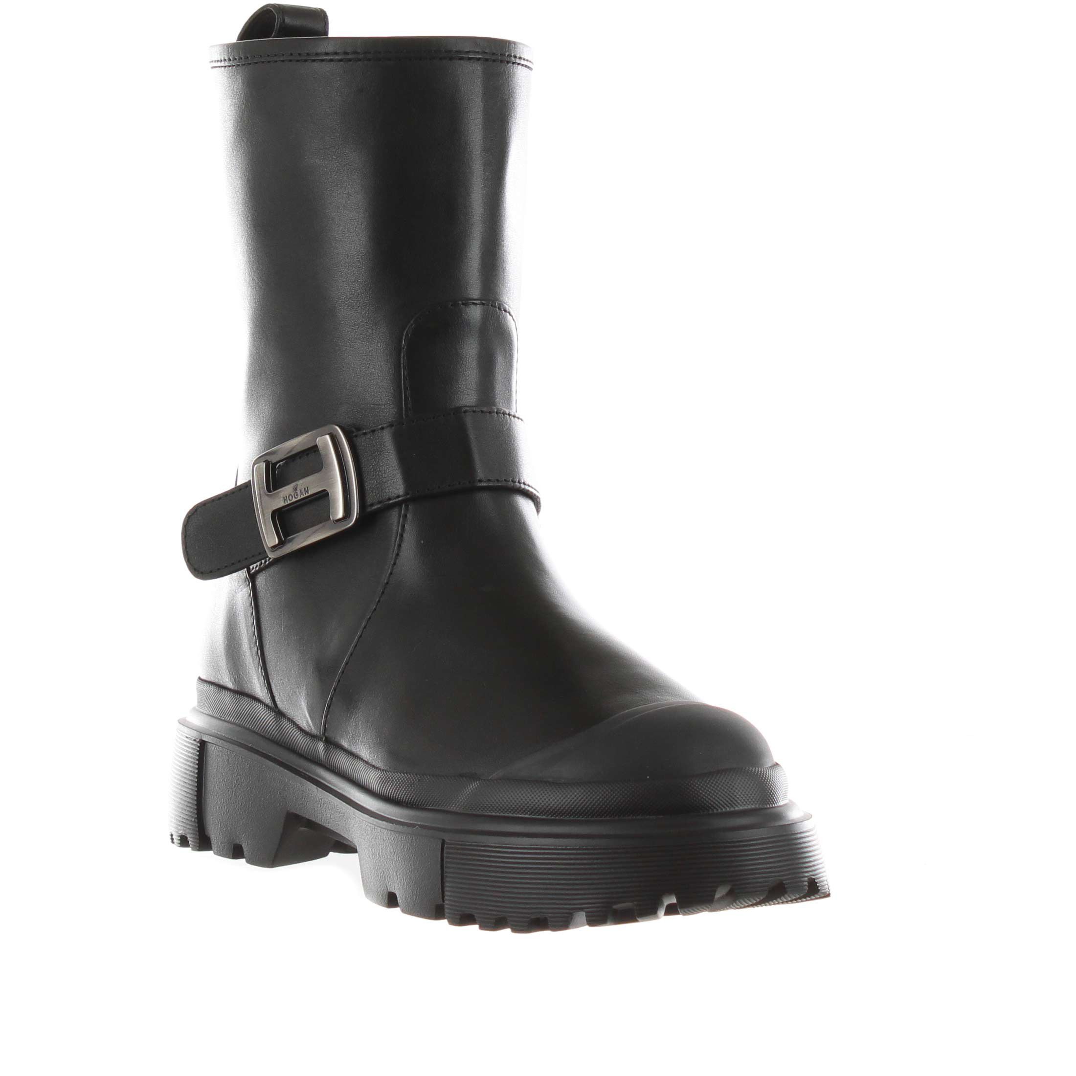 Hogan stivaletto biker h619 in pelle da donna