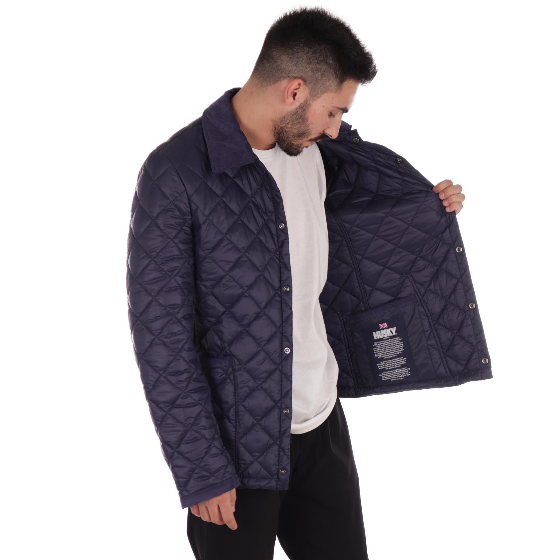 Husky giacca a camicia in nylon trapuntato da uomo