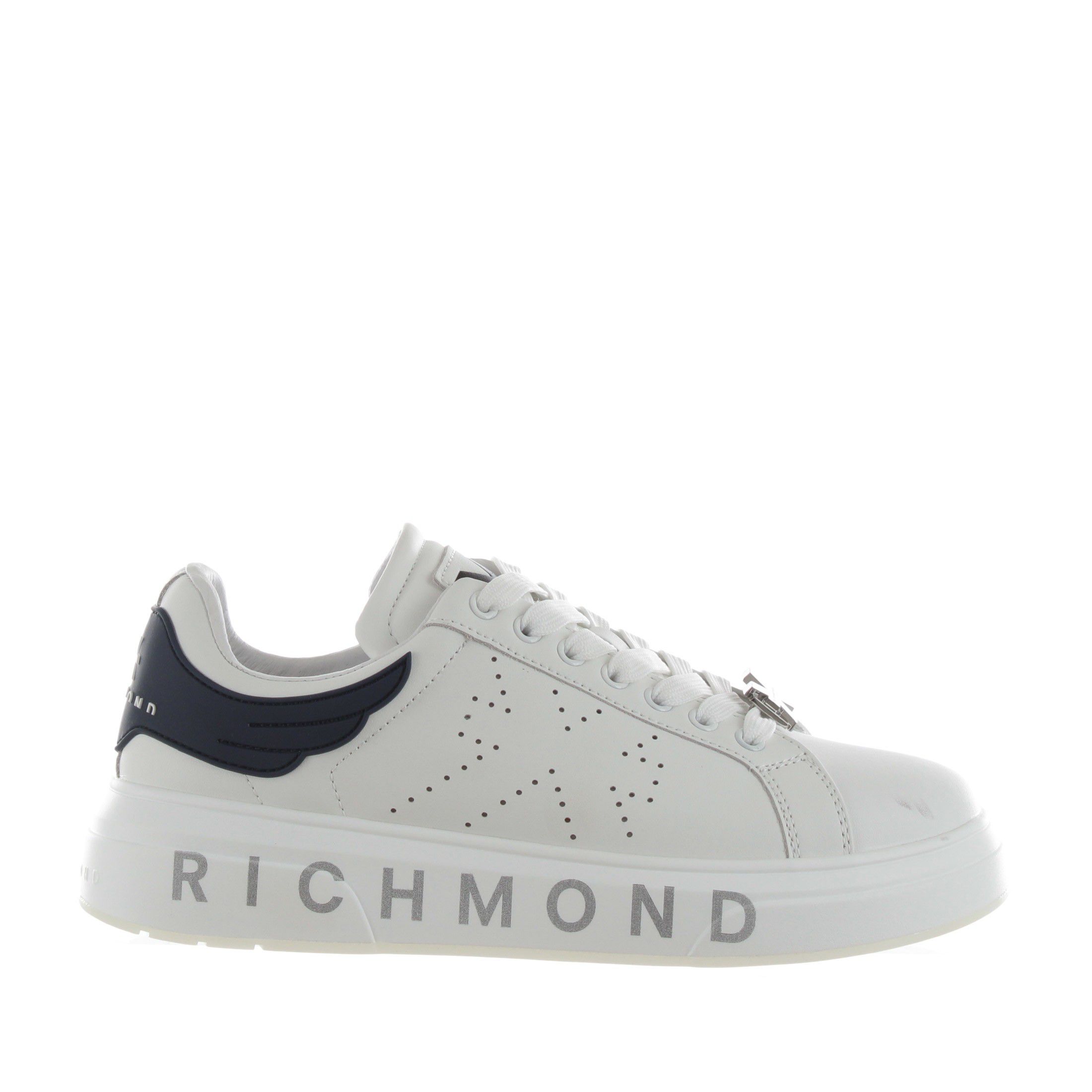 John richmond sneaker in pelle con ali decorative da uomo