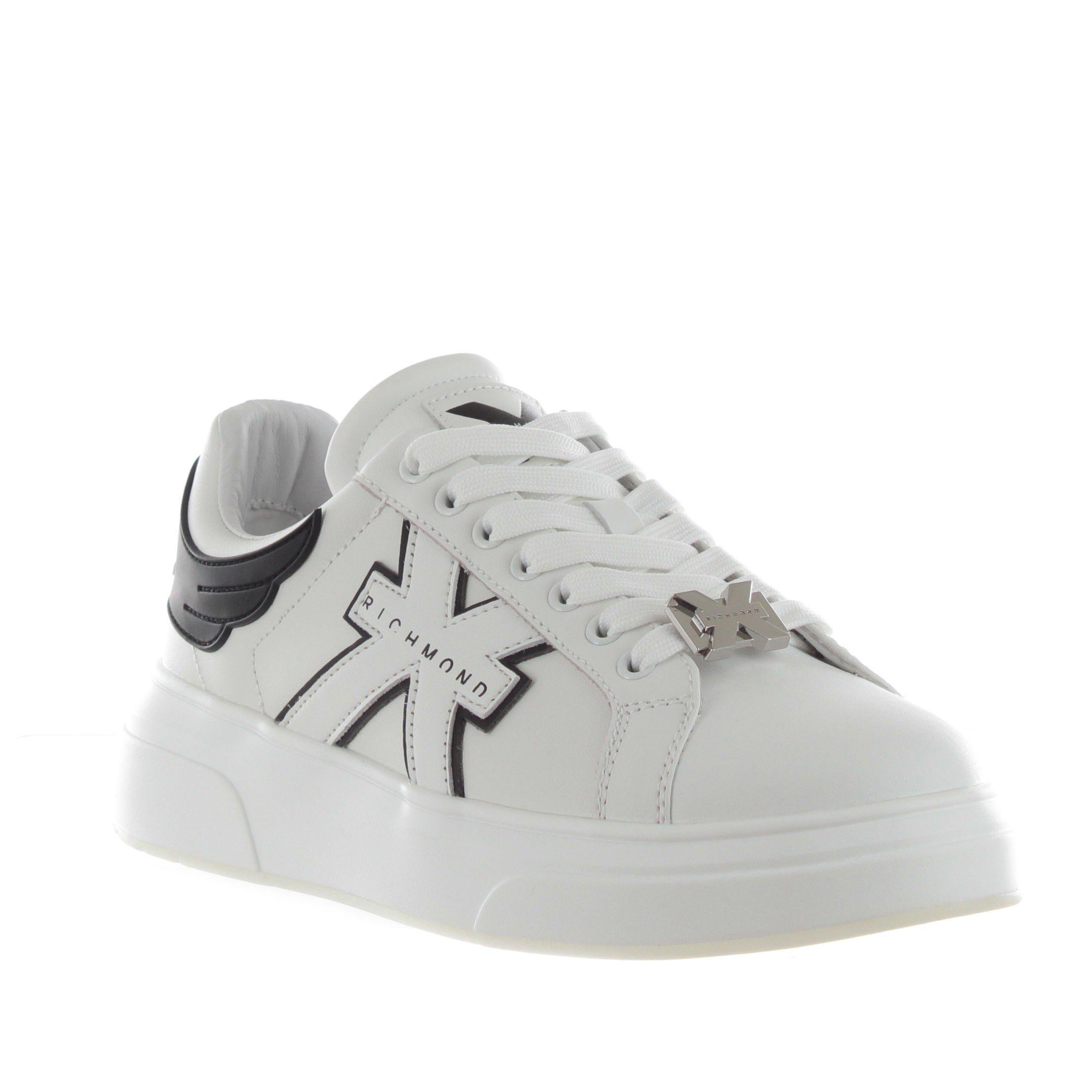 John richmond sneaker in pelle con ali decorative da uomo