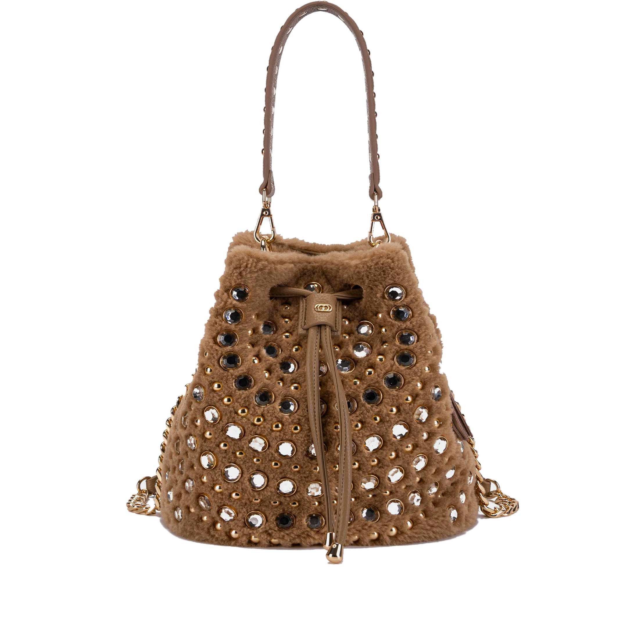La carrie bucket andromeda  fur synt con borchie e pietre da donna