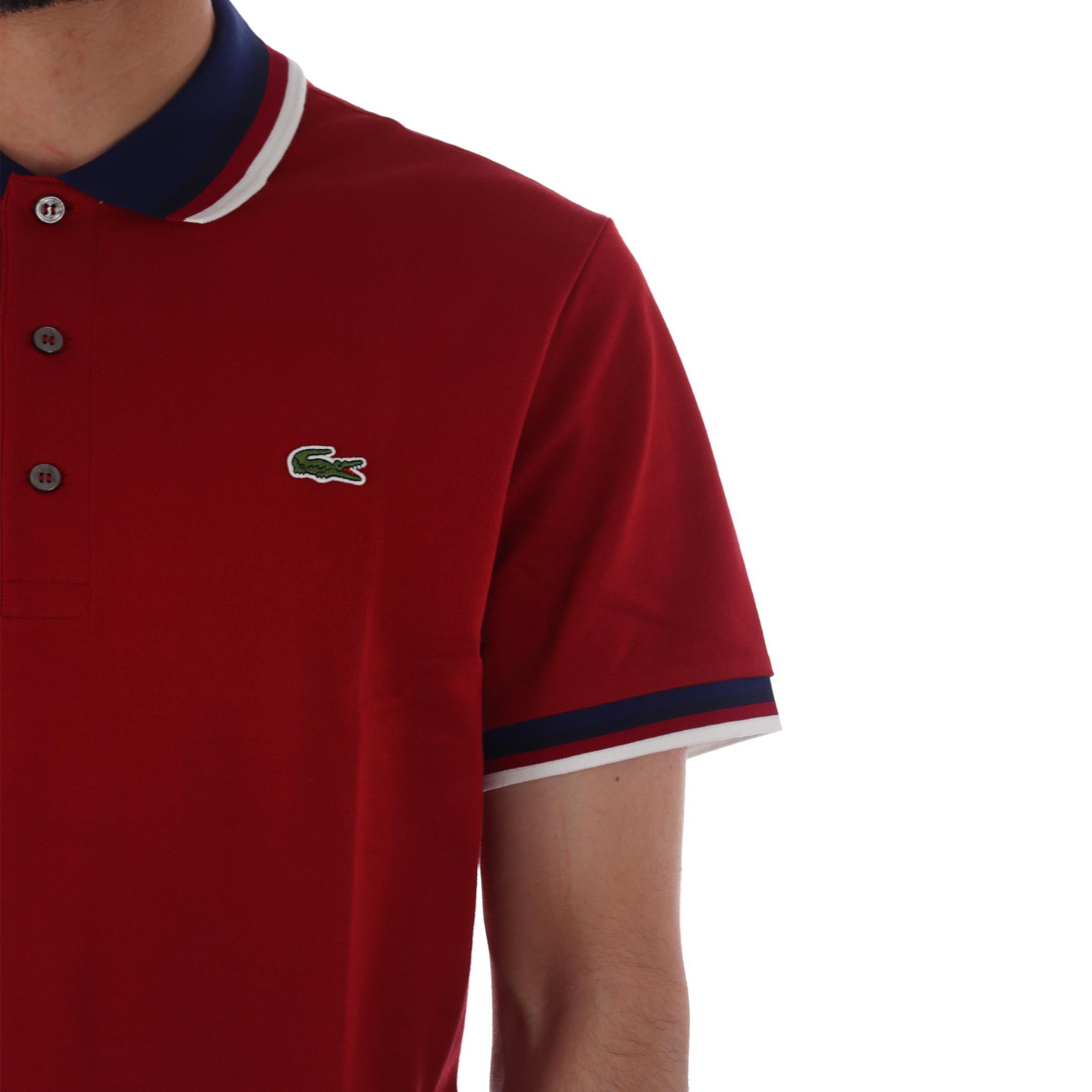 Lacoste polo in piqué di cotone con colletto a contrasto da uomo