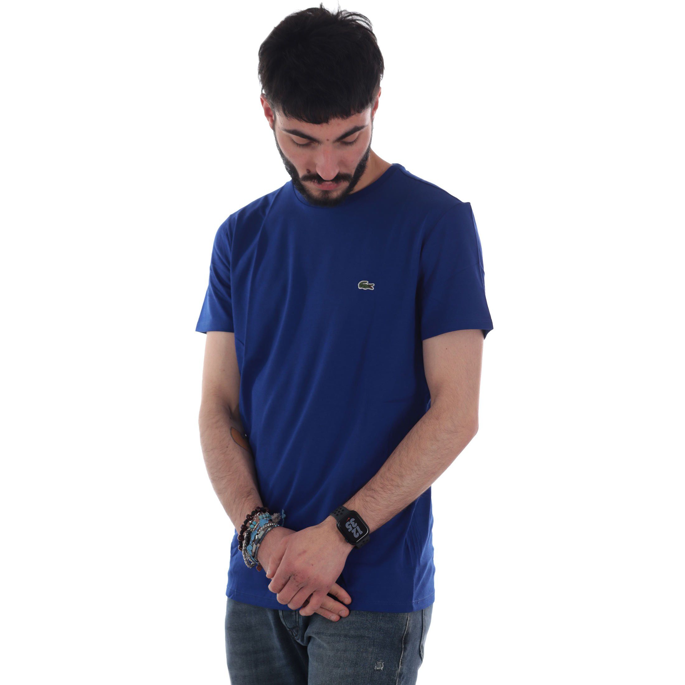 Lacoste t-shirt a girocollo in jersey di cotone pima da uomo