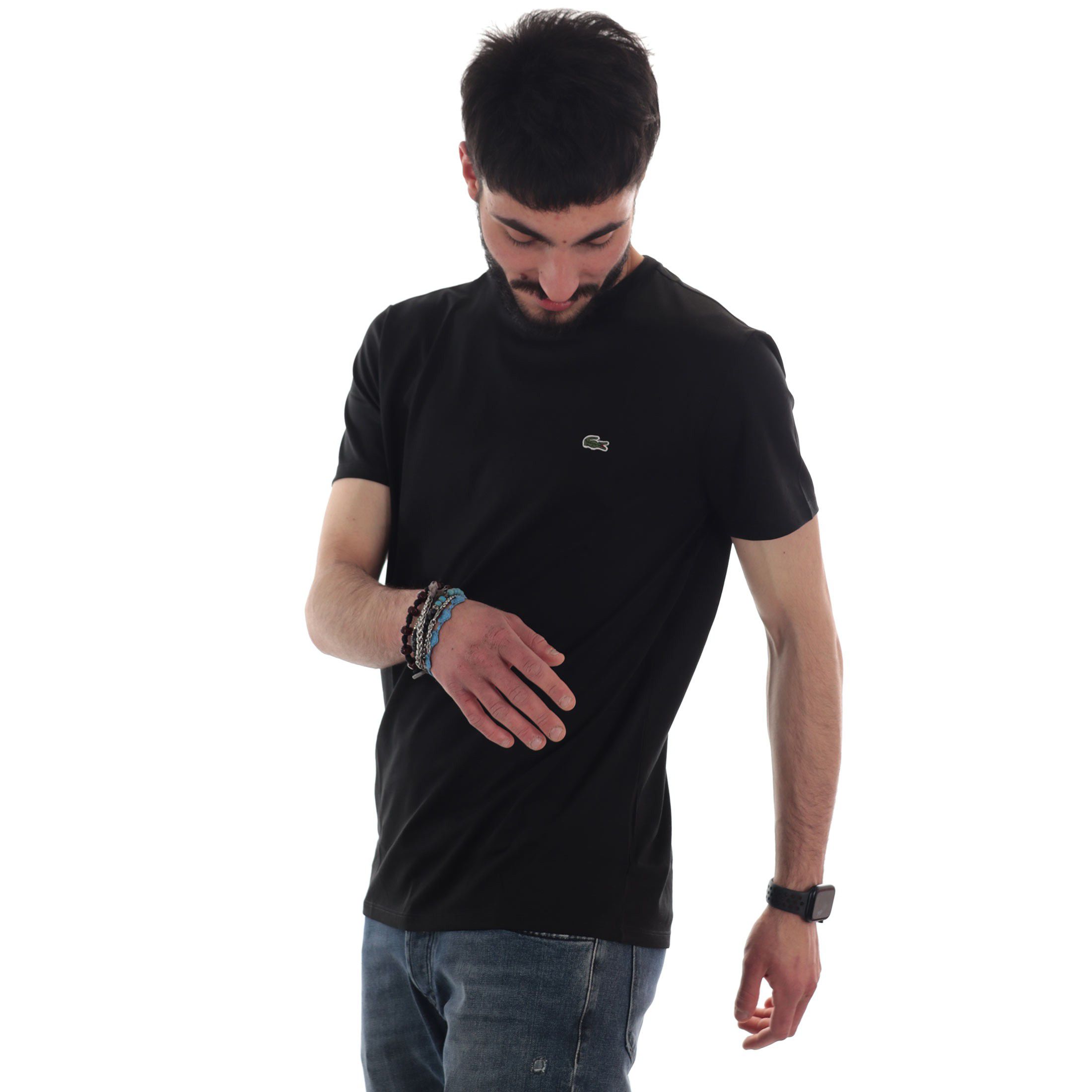 Lacoste t-shirt a girocollo in jersey di cotone pima da uomo