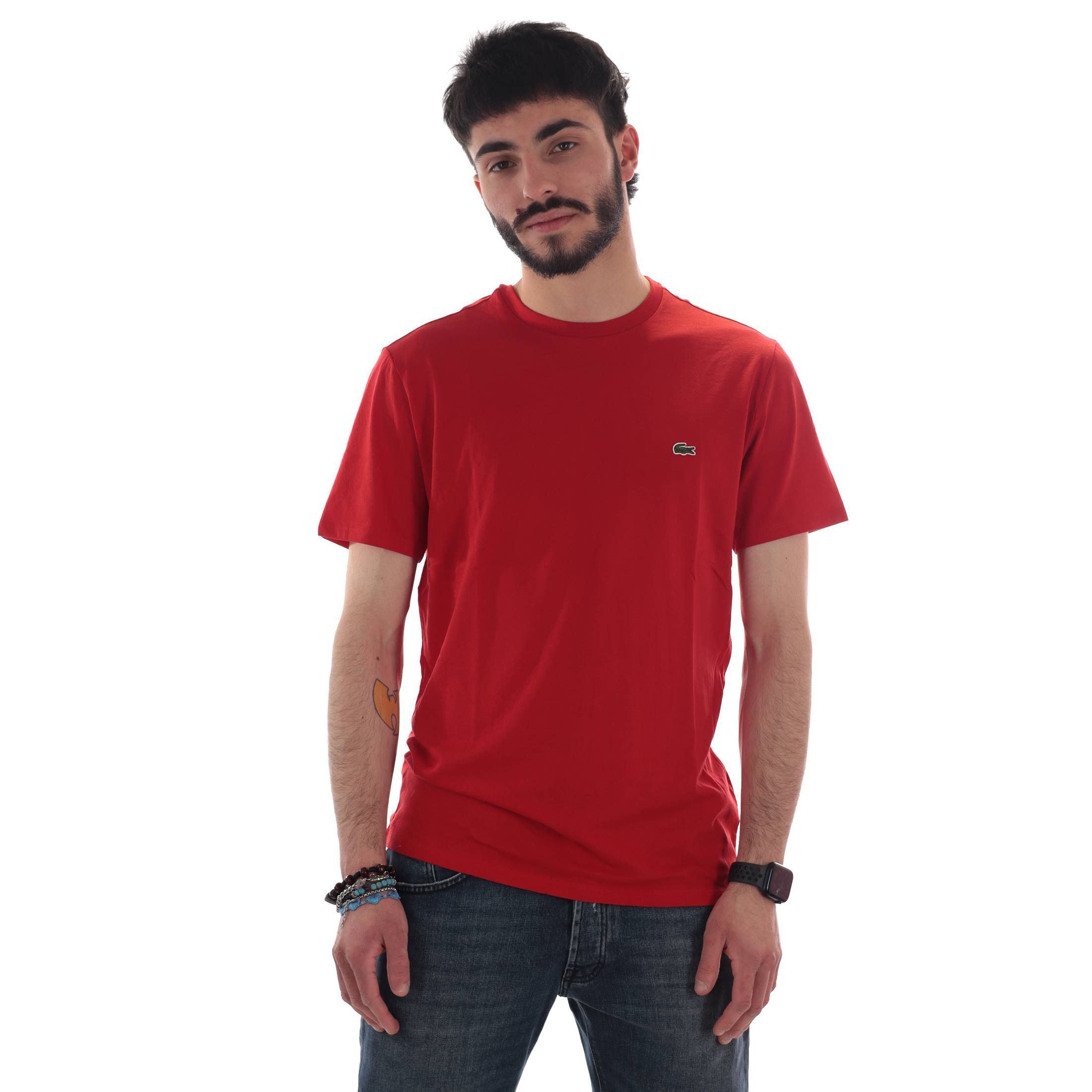 Lacoste t-shirt a girocollo in jersey di cotone pima da uomo