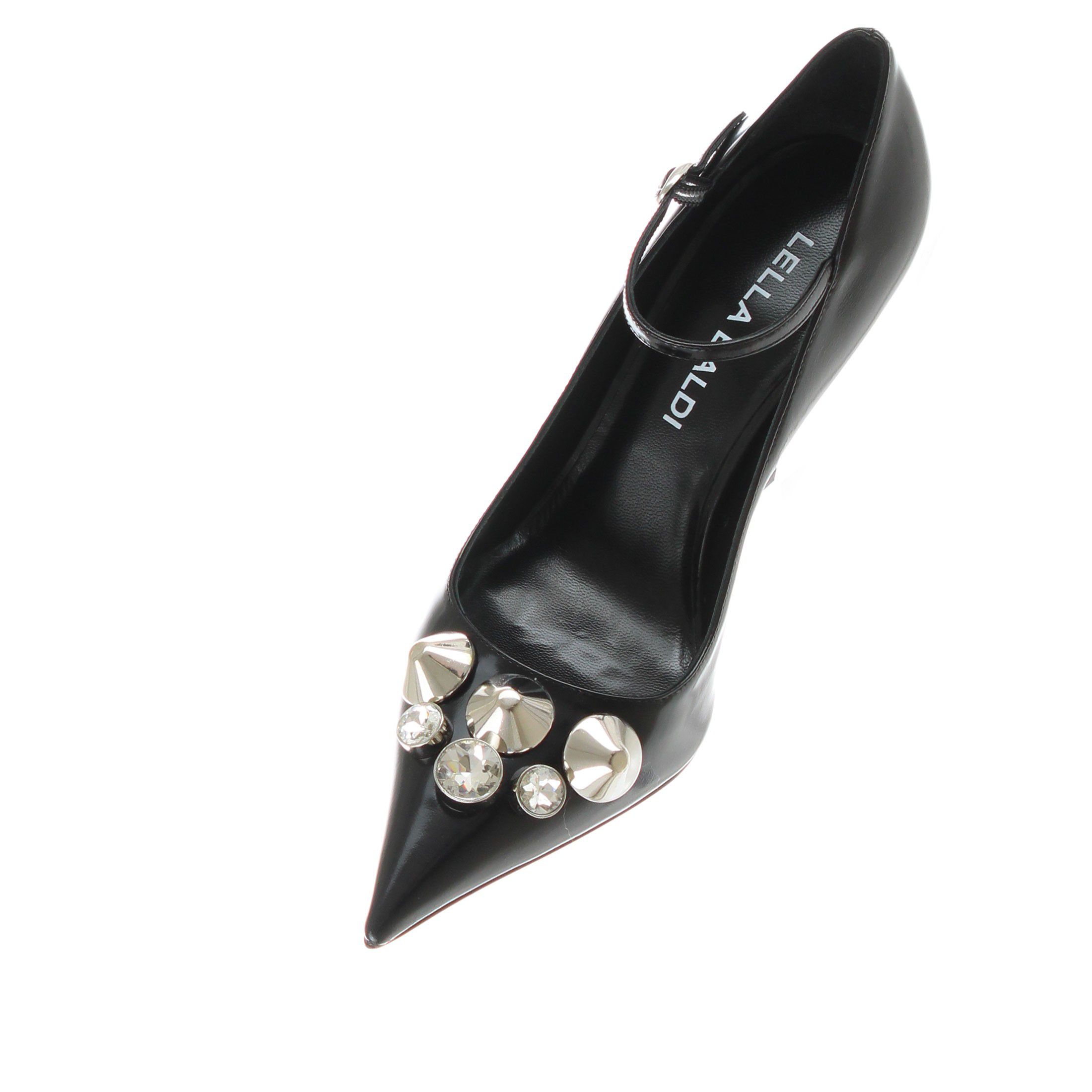 Decollete a punta in pelle con zeppa slim