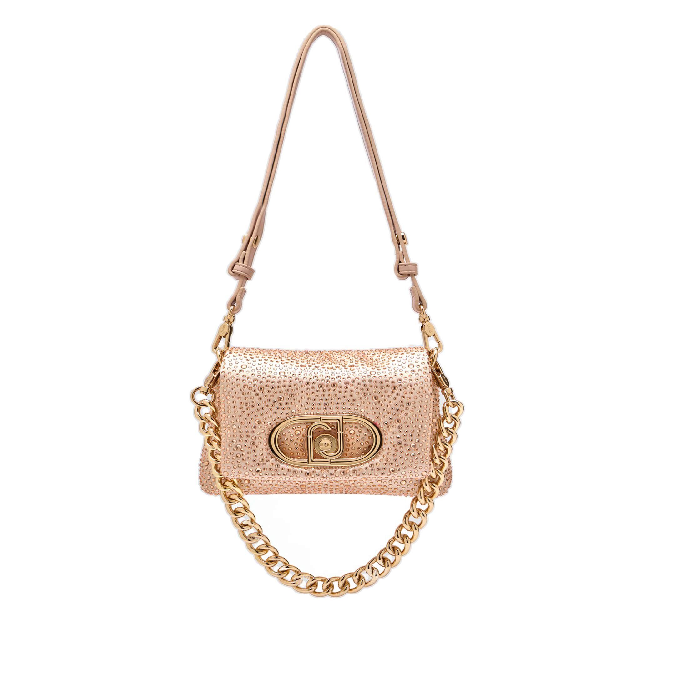 Liu jo borsa crossbody lapuffy small in raso e strass da donna