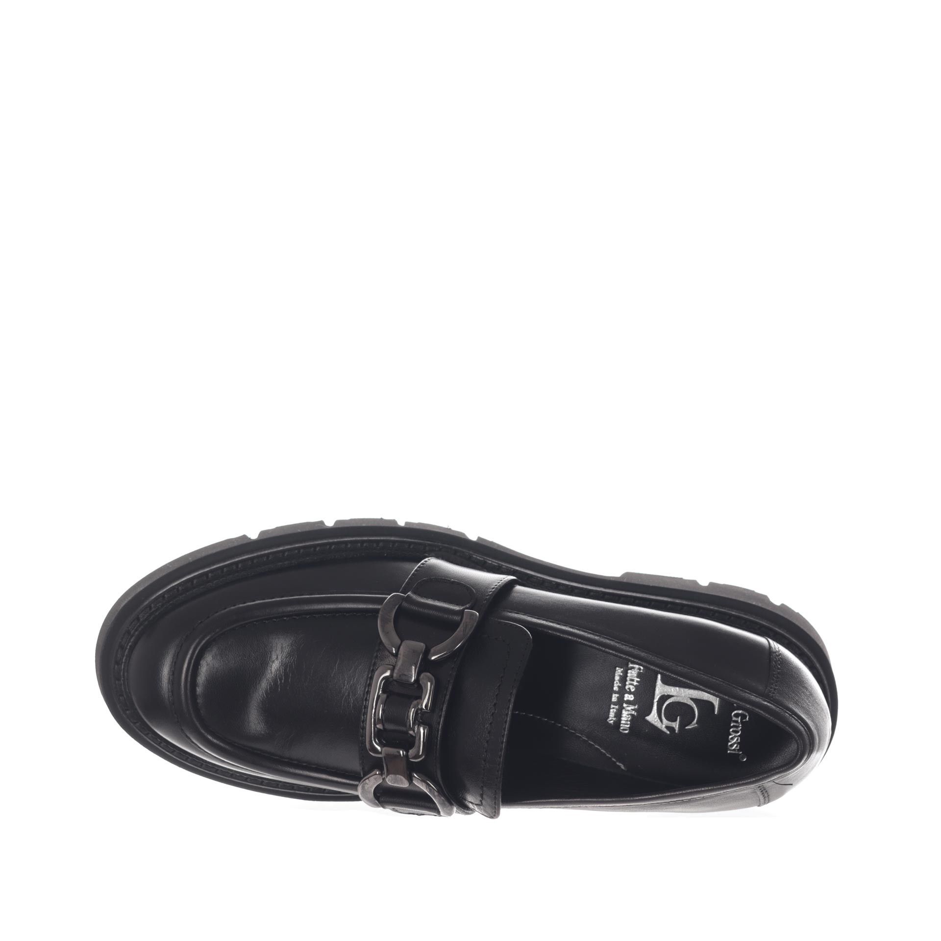 Luca grossi mocassino in pelle con morsetto metallico da donna