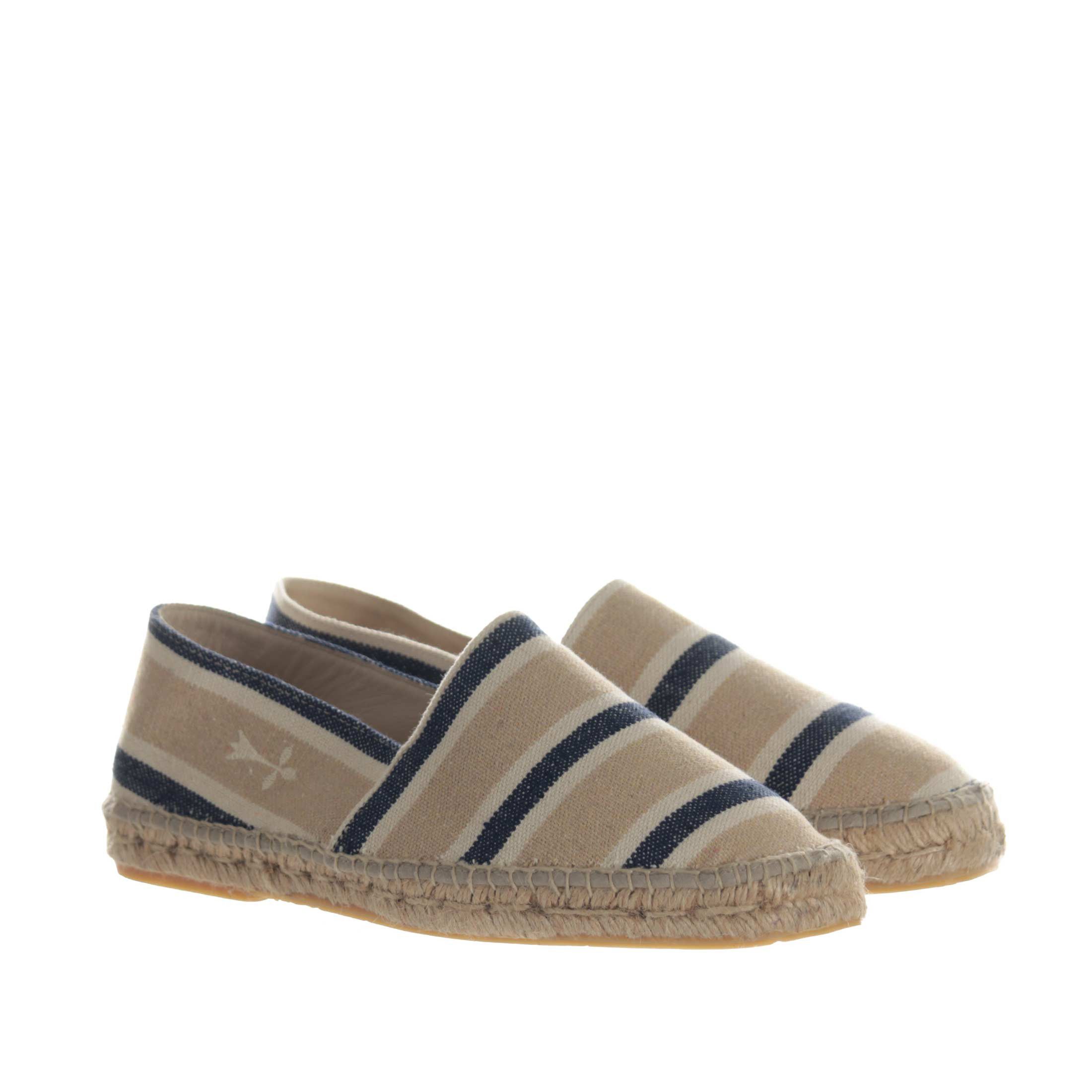 Manebi Espadrillas In Canvas A Punta Quadra A Strisce Da Uomo
