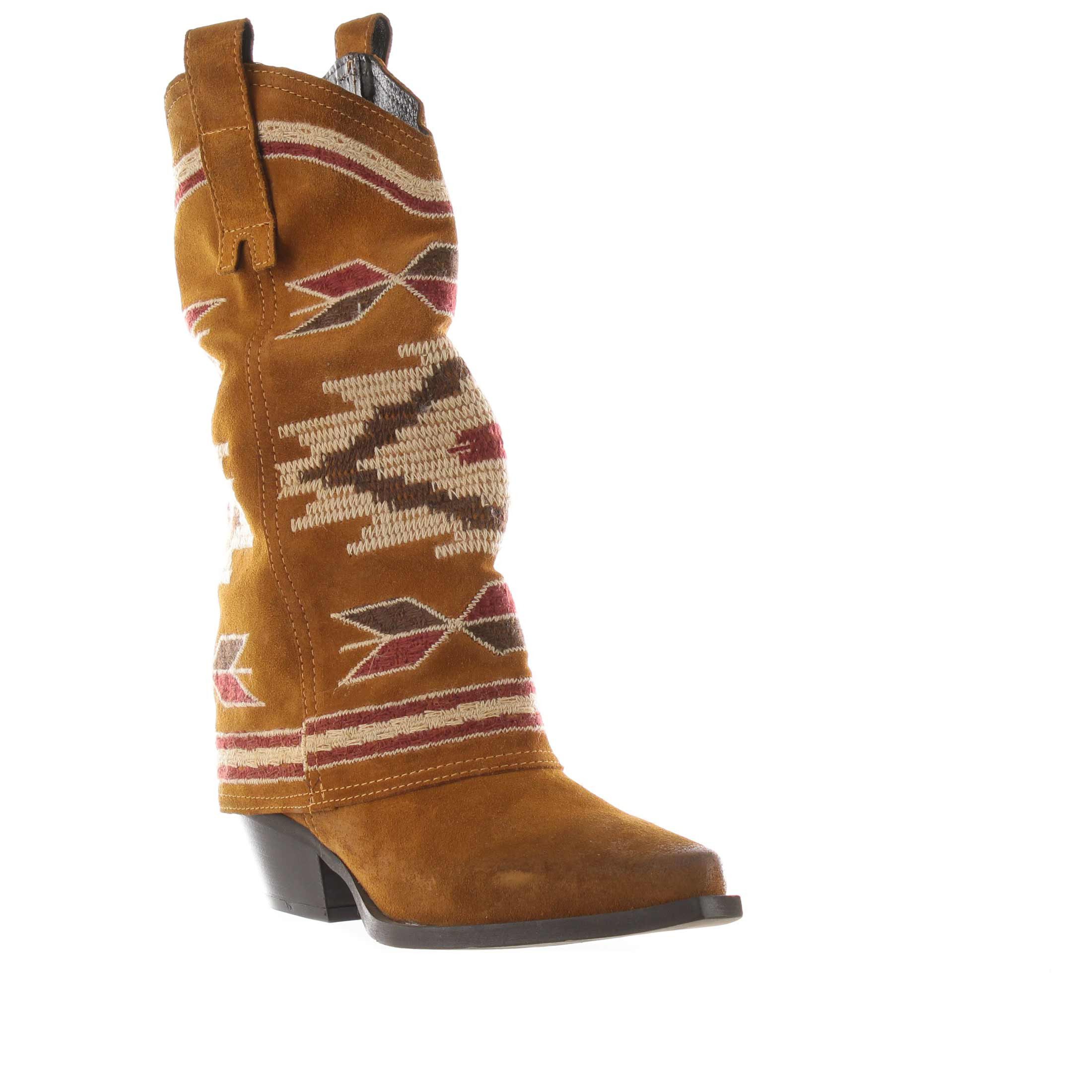 Metisse stivale in camoscio con ricami decorativi da donna