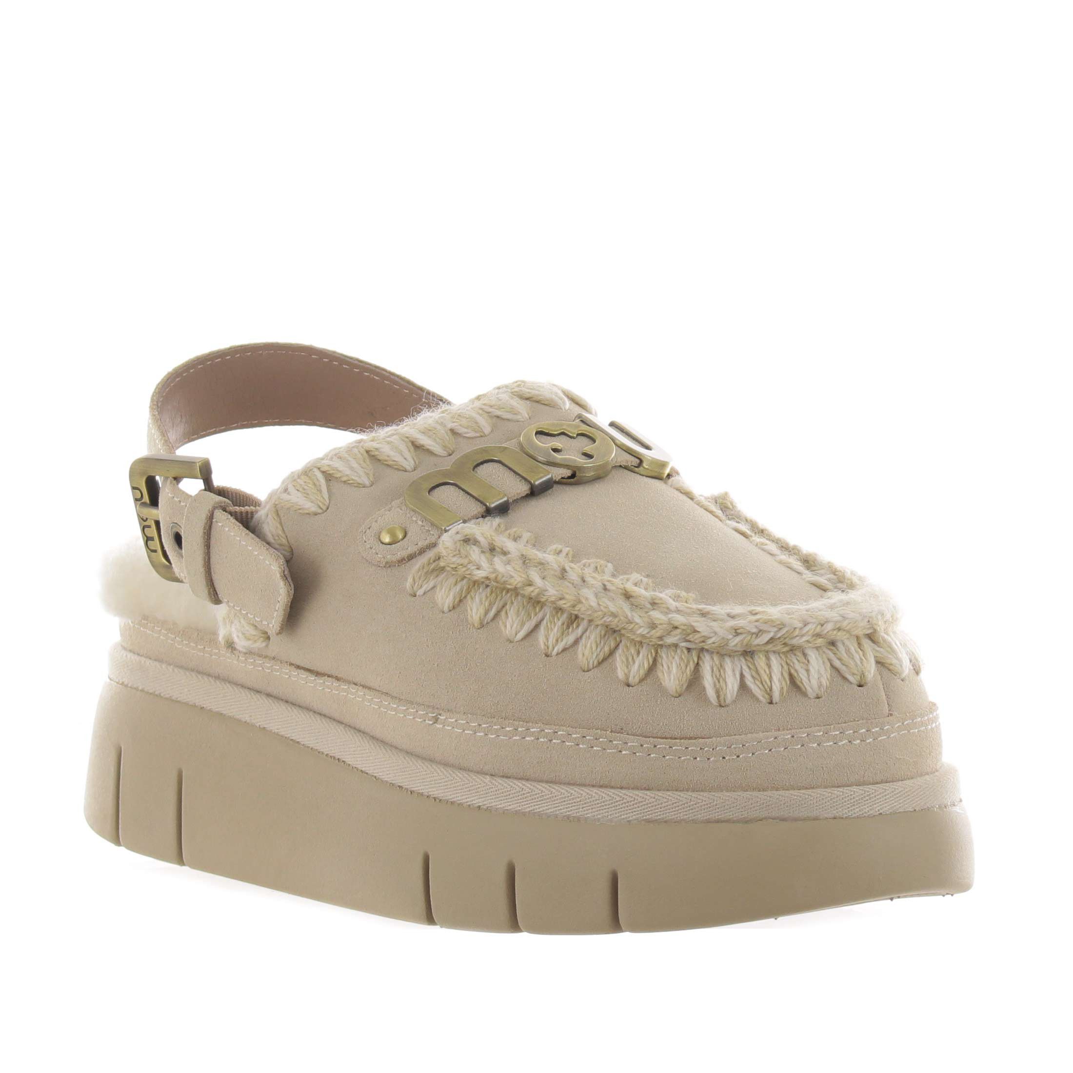 Mou sabot bounce clog back strap in montone da donna