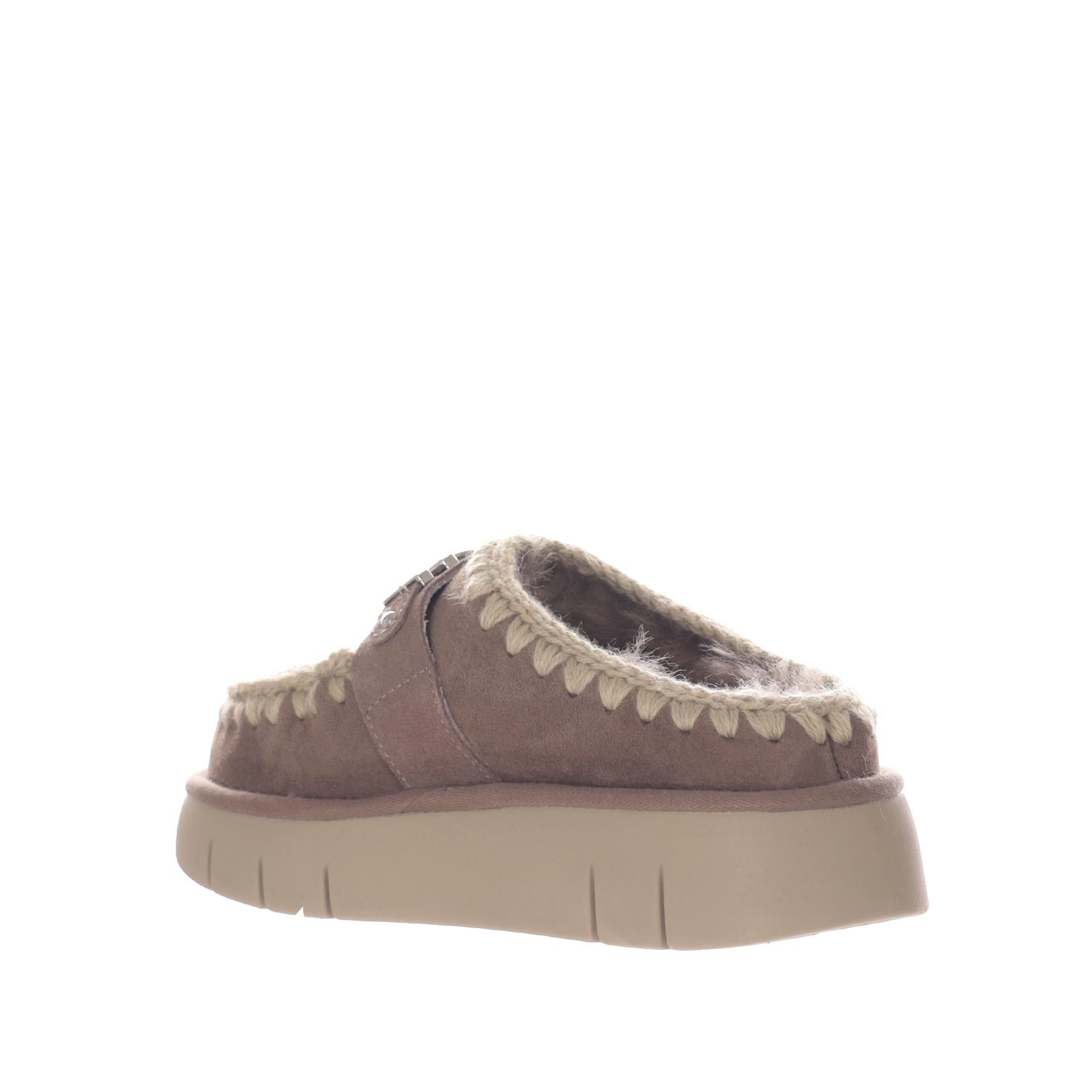 Mou sabot bounce clog metal con logo in montone da donna