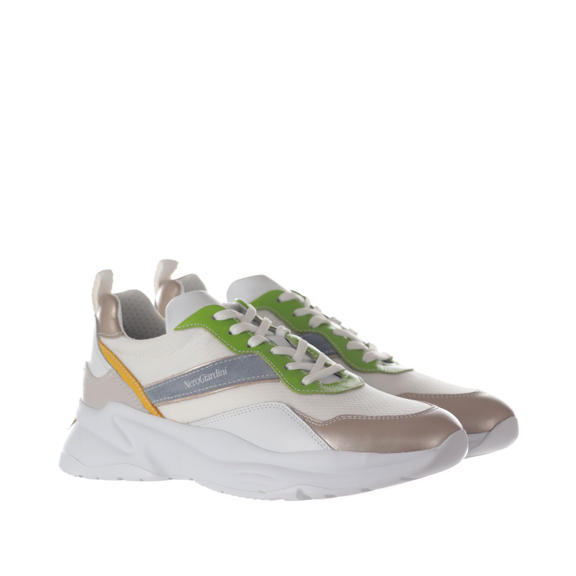 Nero giardini chunky sneaker in pelle e mesh da donna