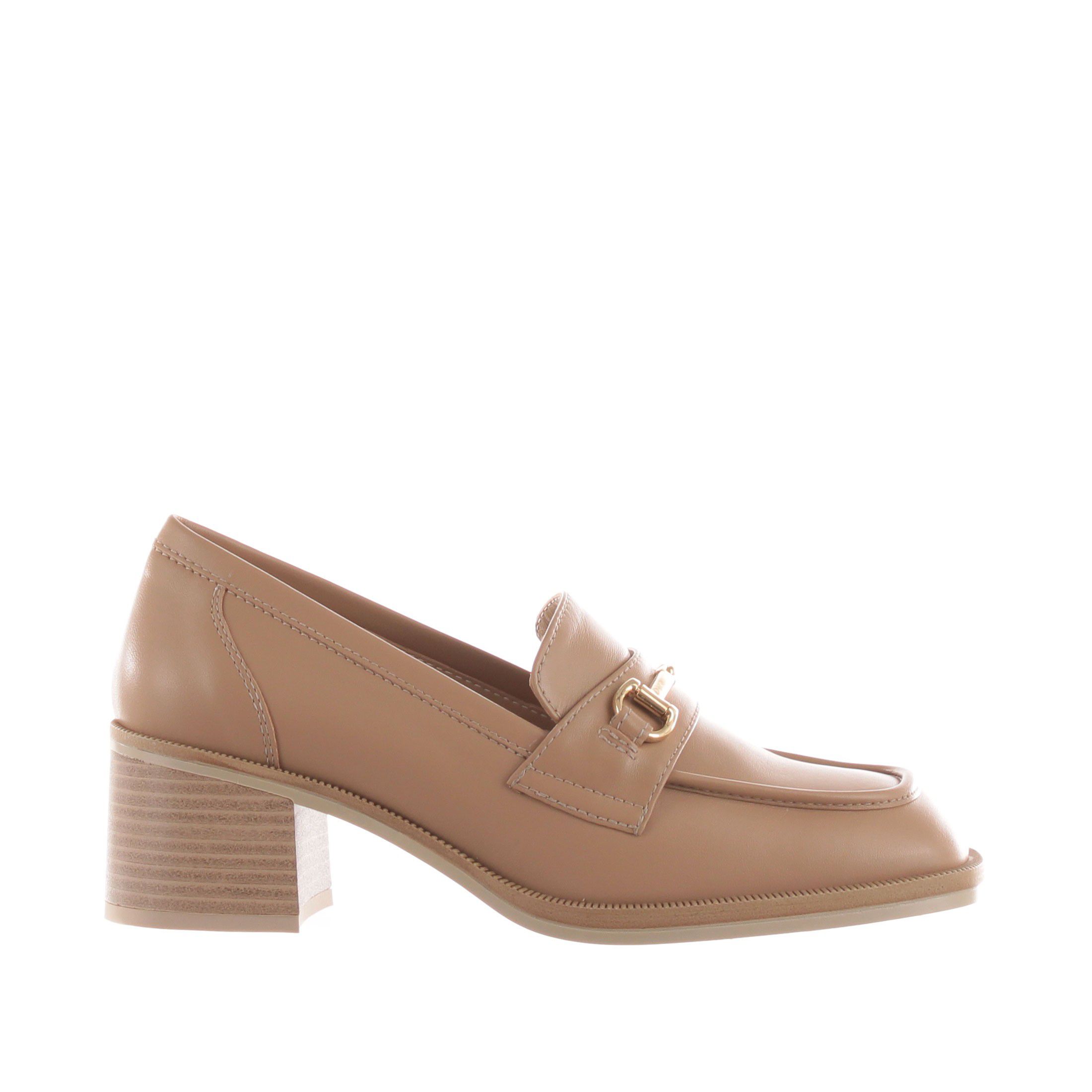 Nero giardini mocassino con tacco in pelle da donna