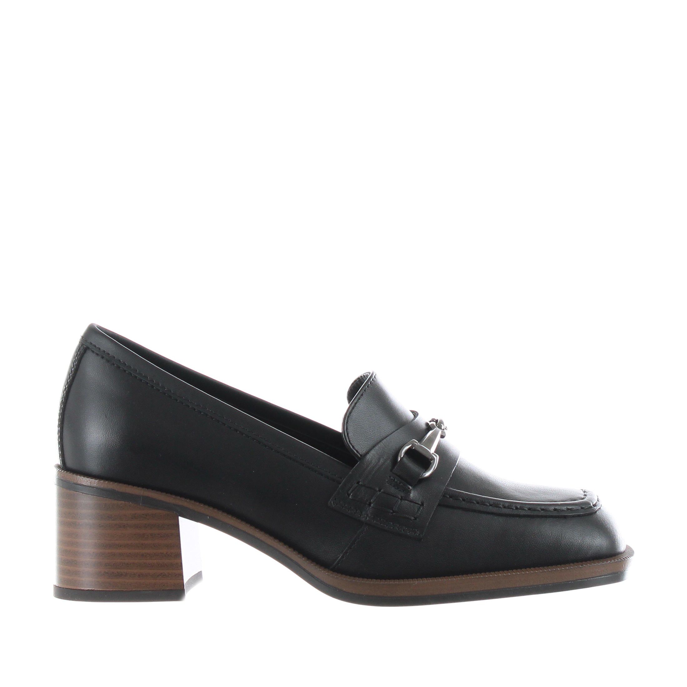 Nero giardini mocassino con tacco in pelle da donna