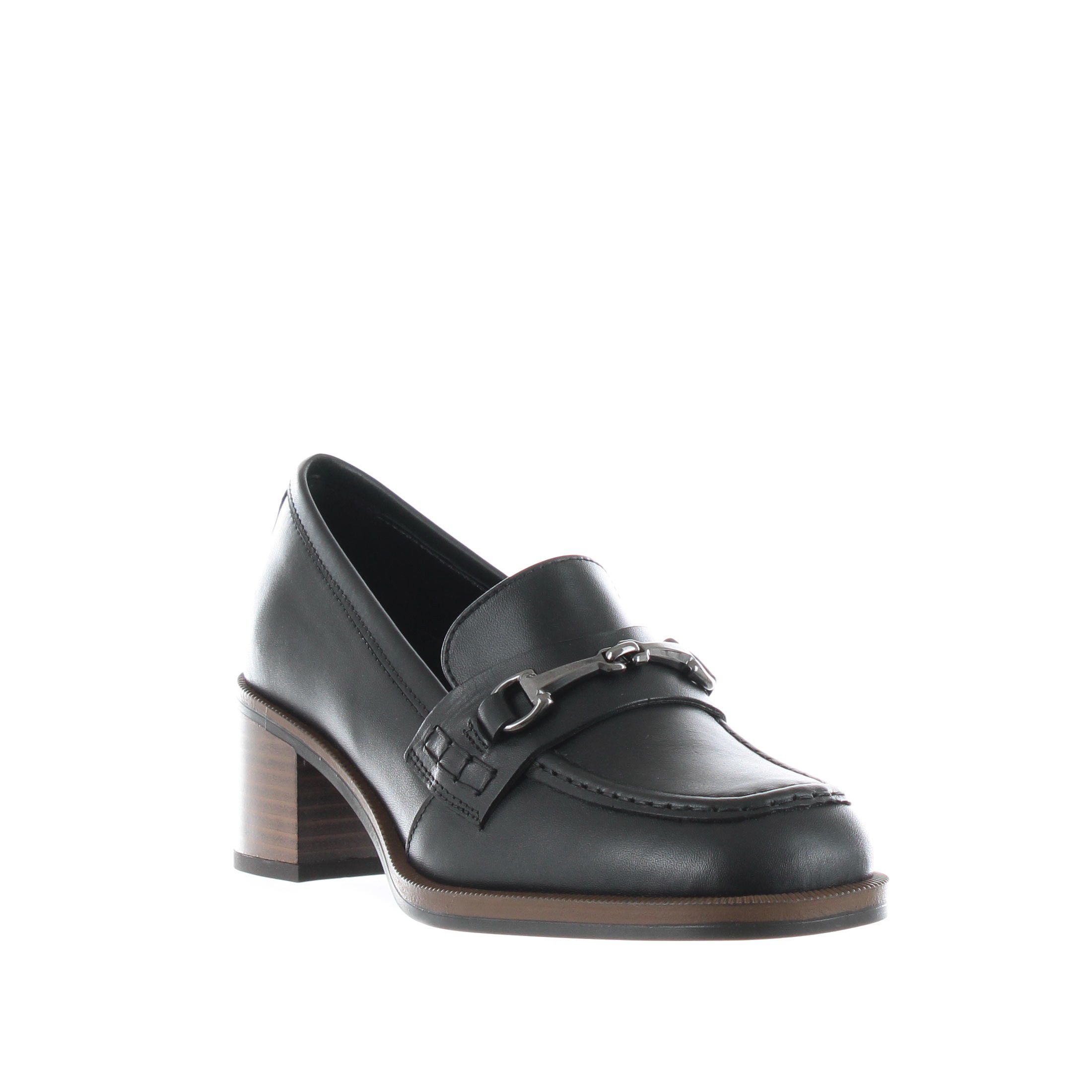 Nero giardini mocassino con tacco in pelle da donna