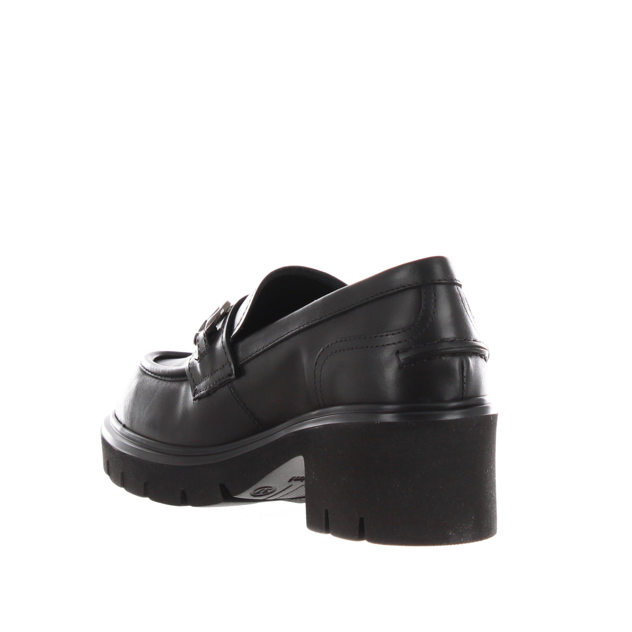 Nero giardini mocassino in pelle con fibbia metallica da donna