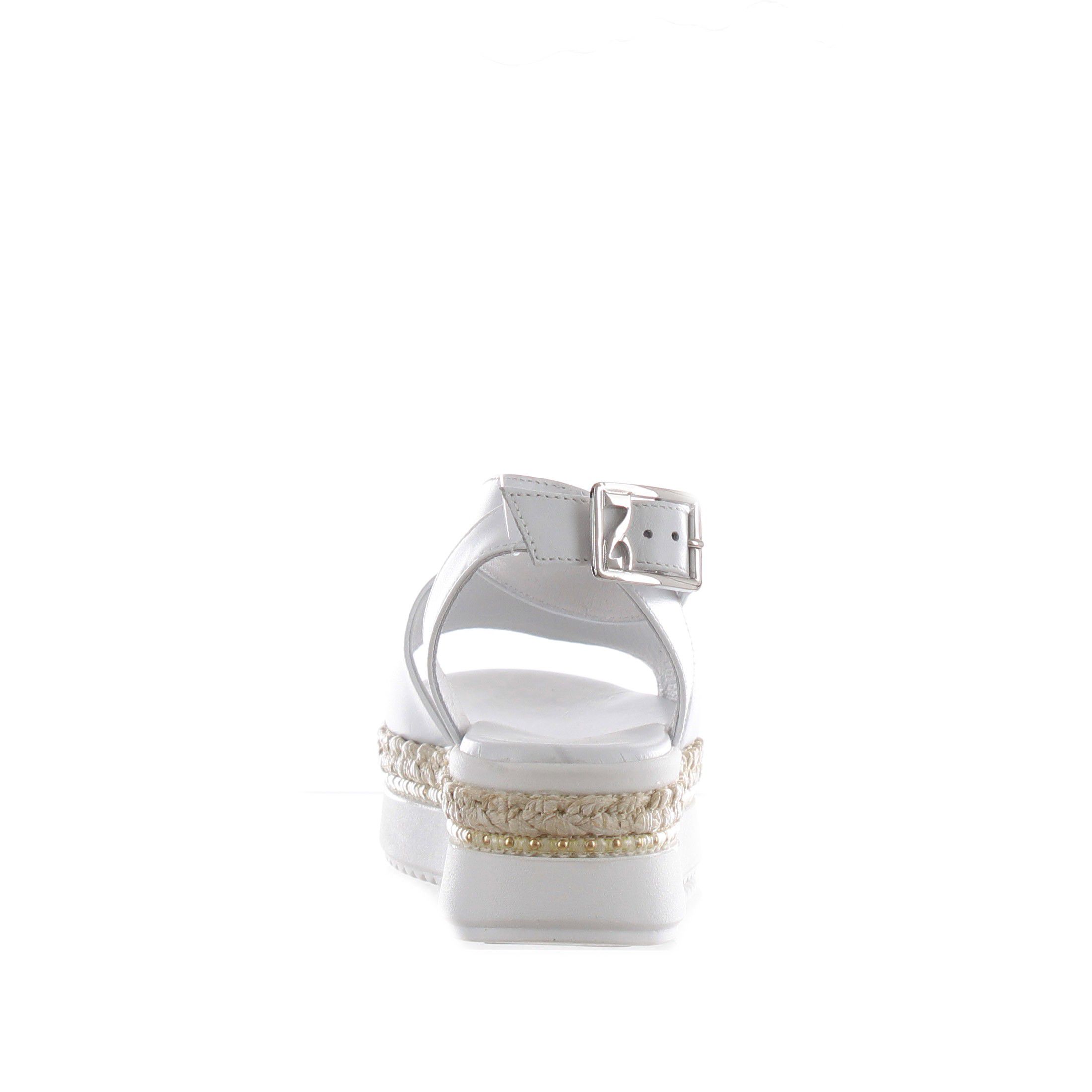 Nero giardini sandalo in pelle con intreccio in raffia da donna