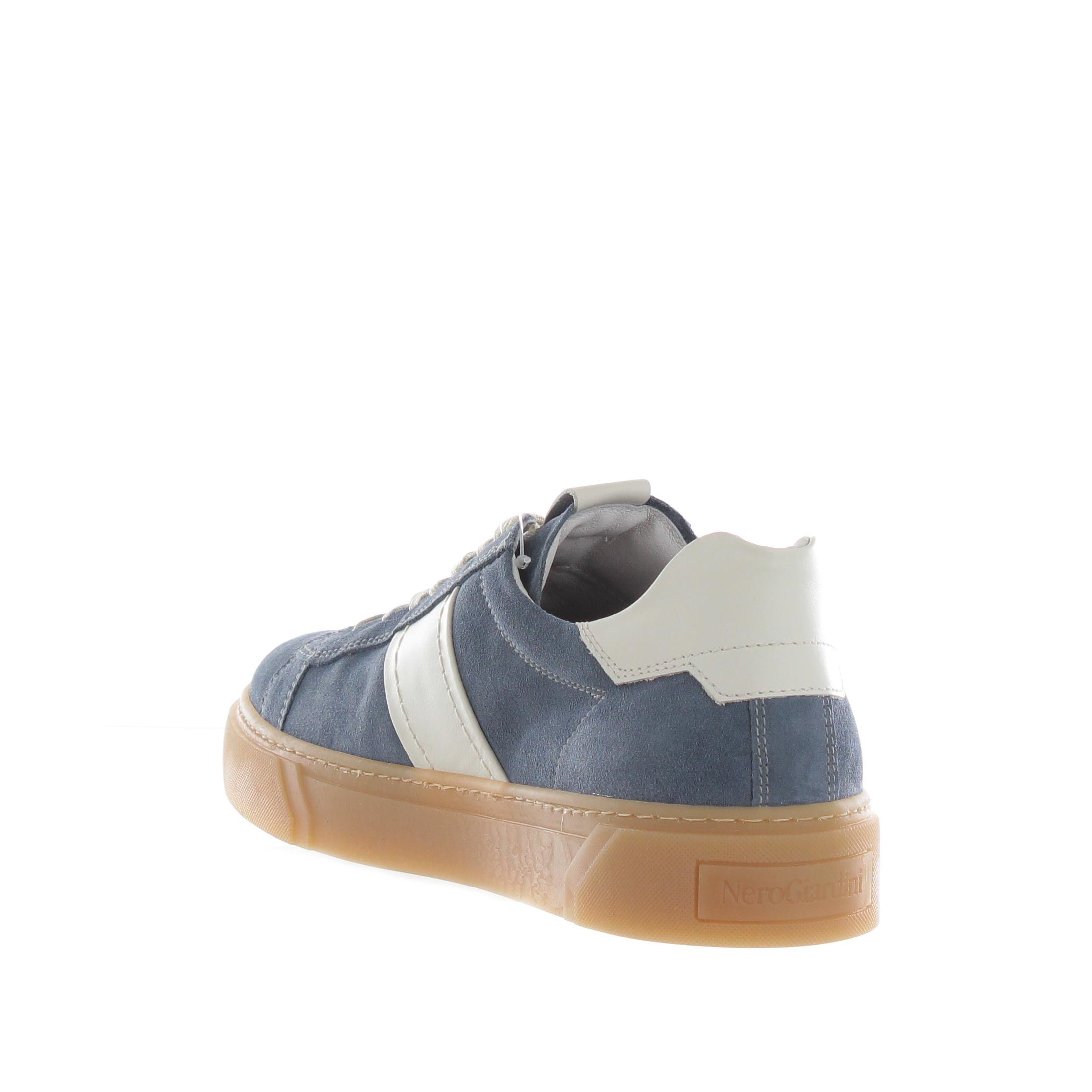 Nero giardini sneaker in camoscio con fondo a cassetta da uomo