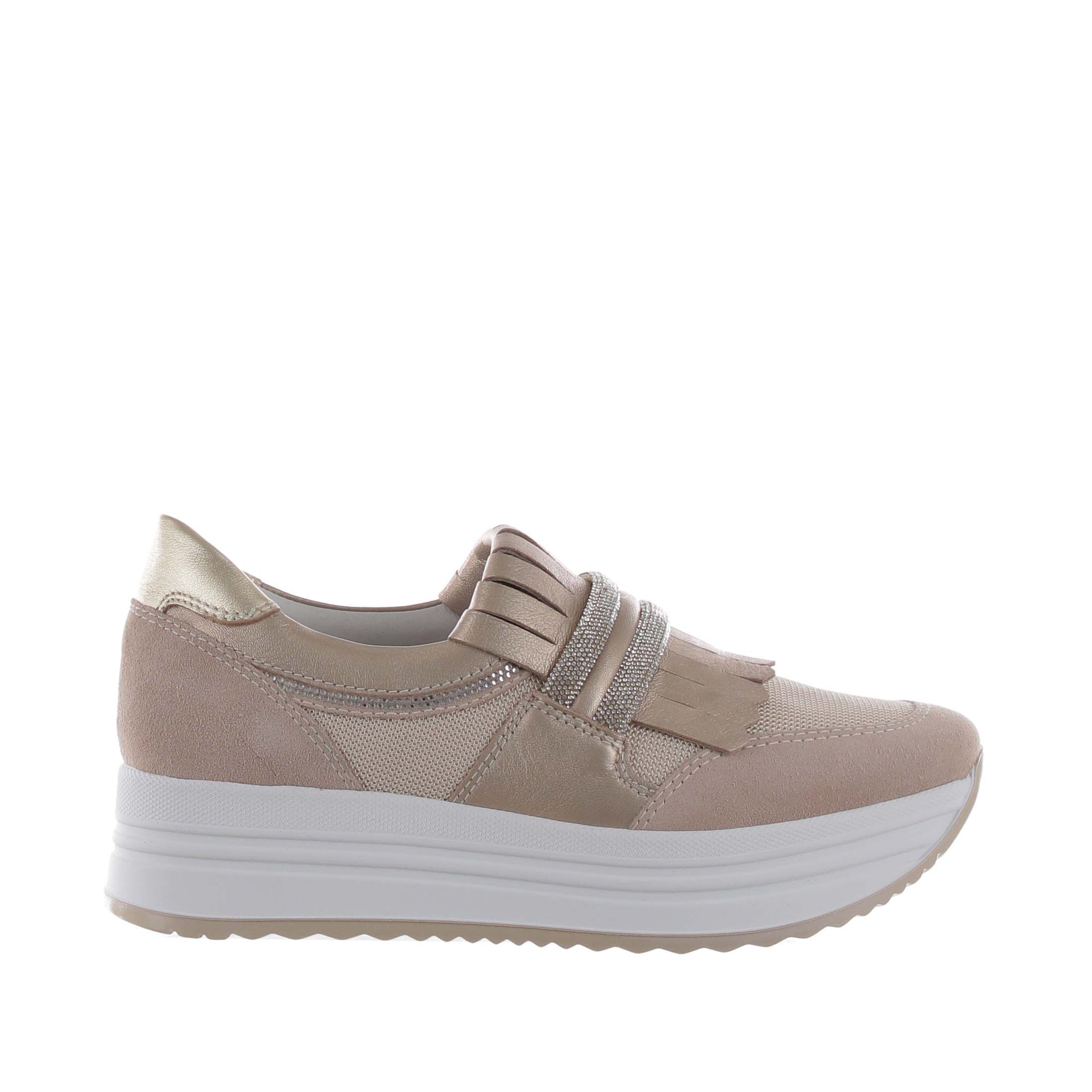 Nero giardini sneaker in camoscio e mesh con strass da donna