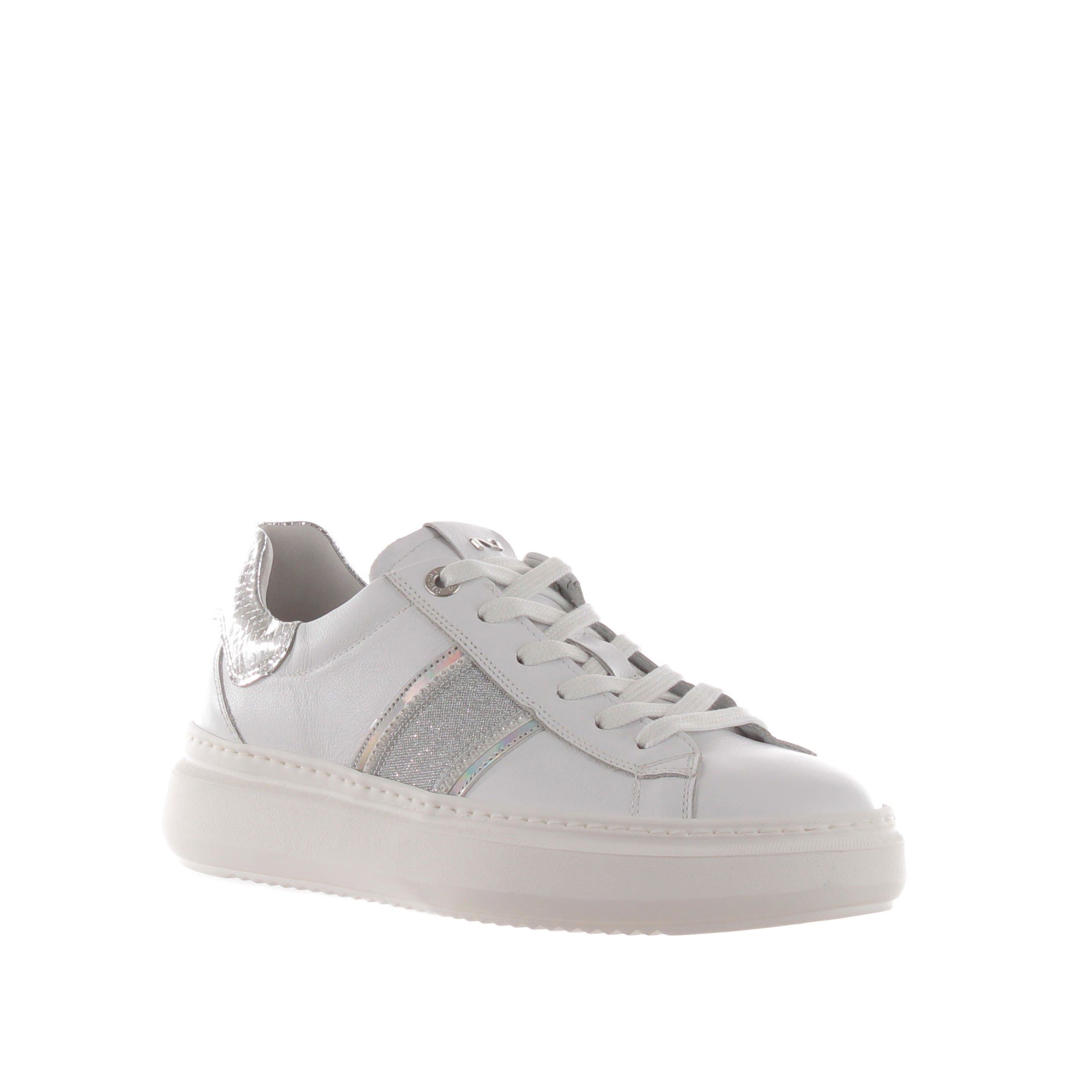 Nero giardini sneaker in pelle con dettaglio in lurex da donna