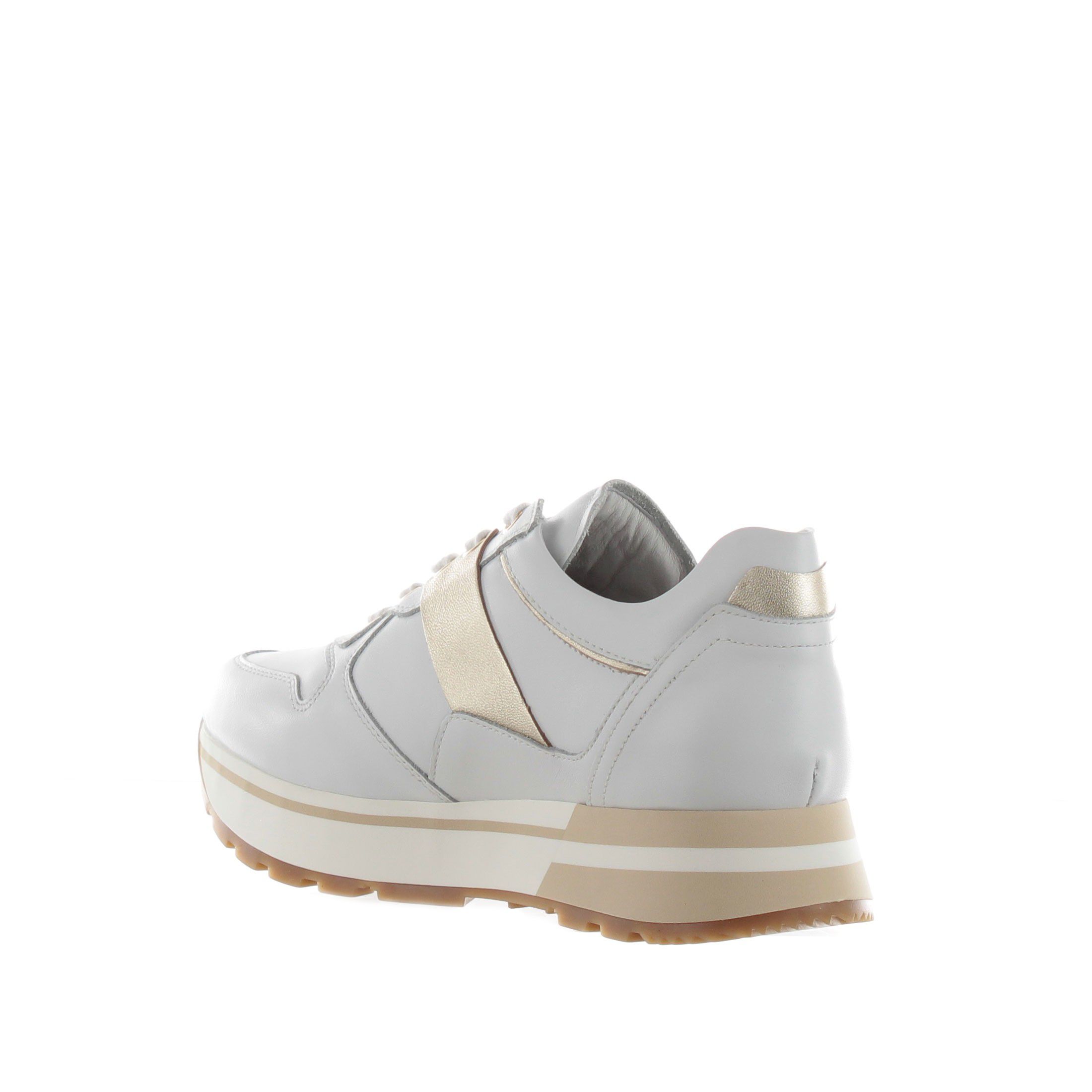 Nero giardini sneaker in pelle con dettaglio in pelle metal da donna