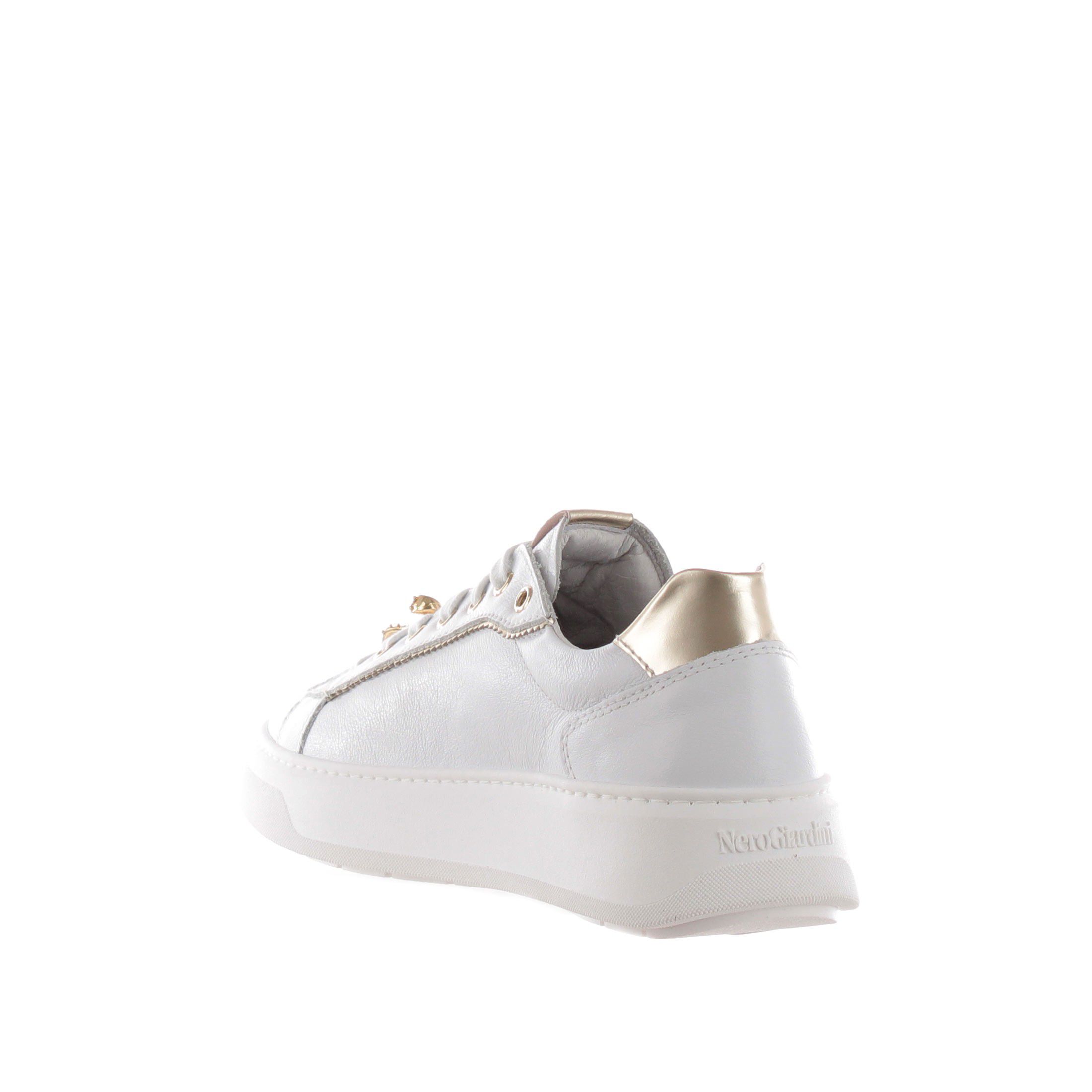 Nero giardini sneaker in pelle con pietre da donna
