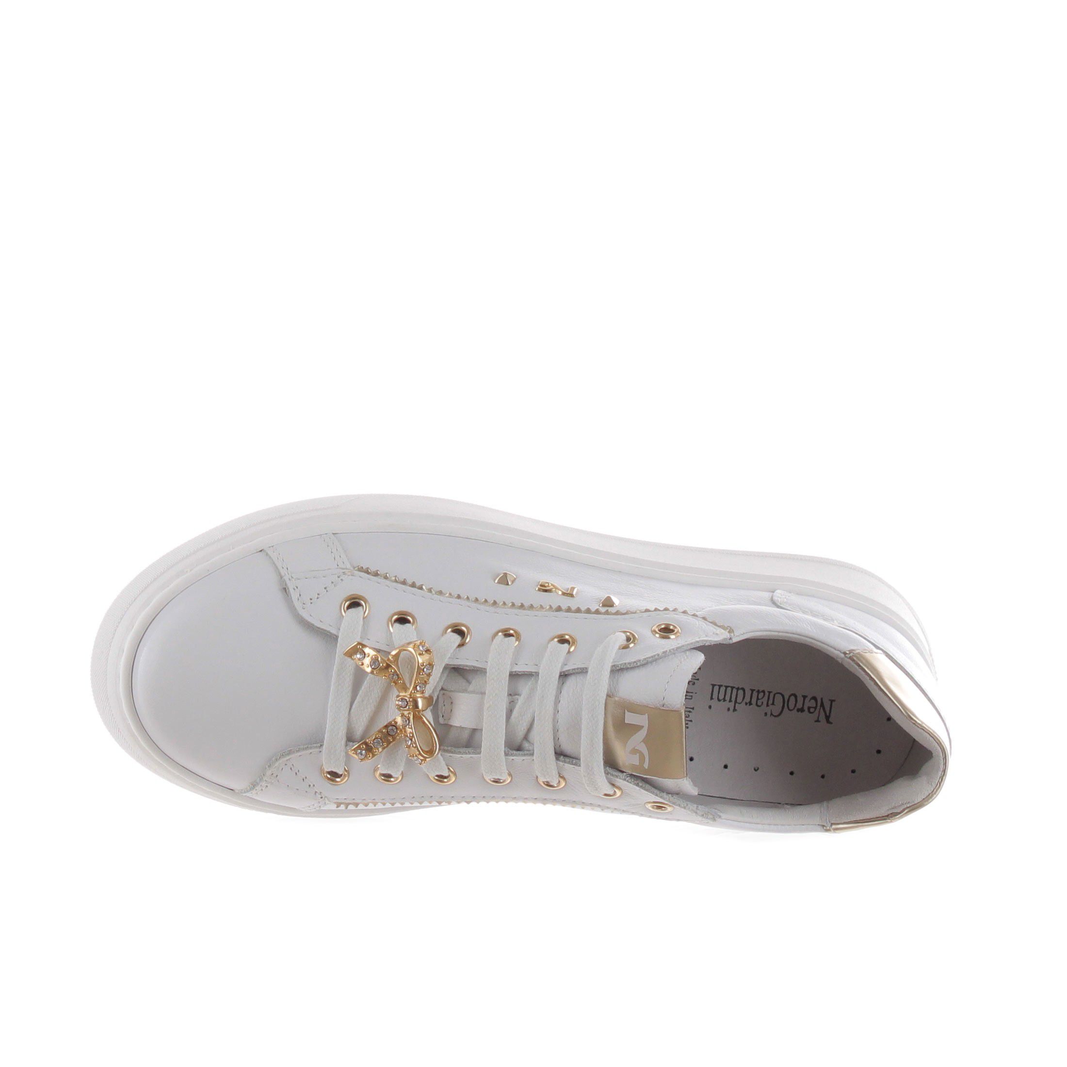 Nero giardini sneaker in pelle con pietre da donna