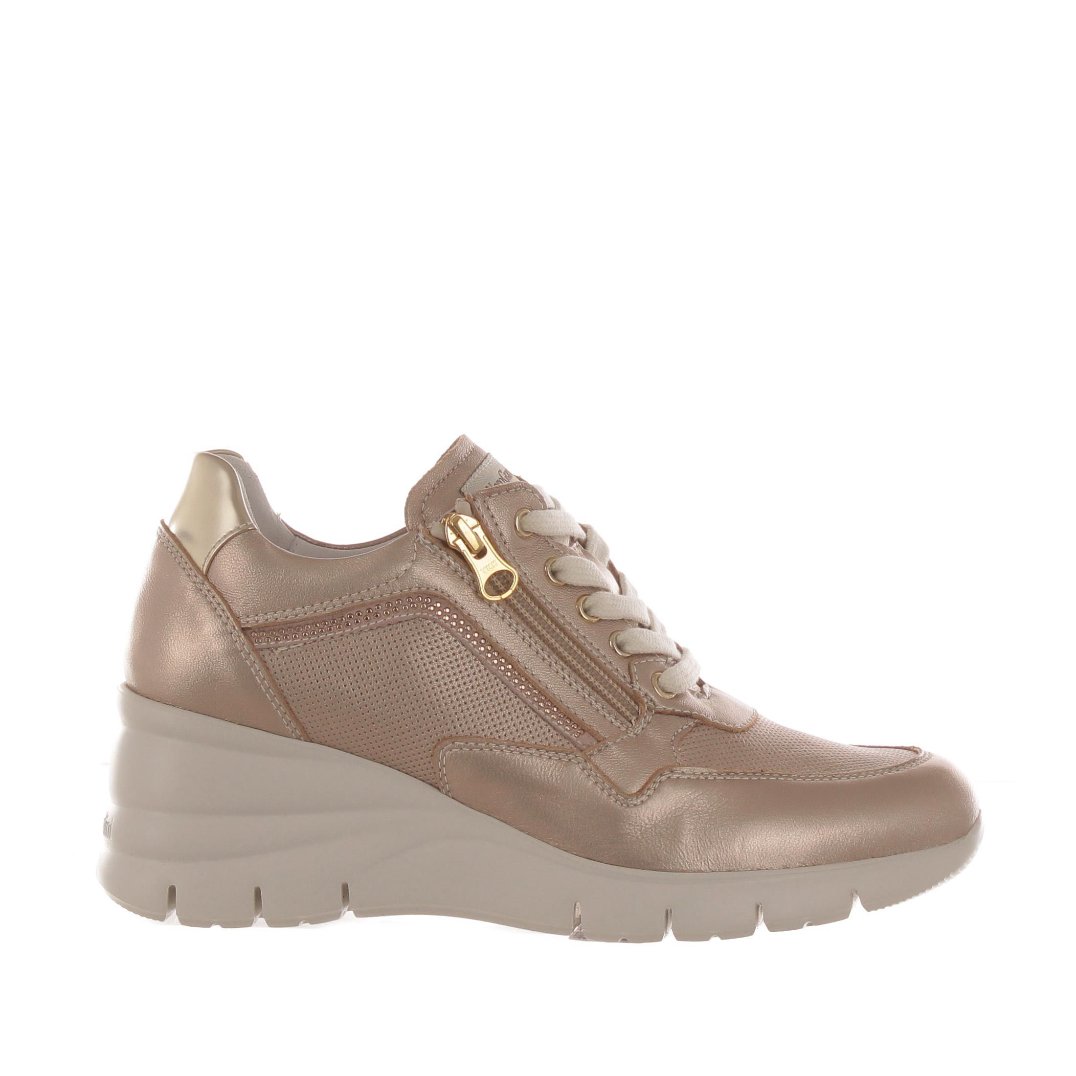 Nero giardini sneaker in pelle con zeppa da donna