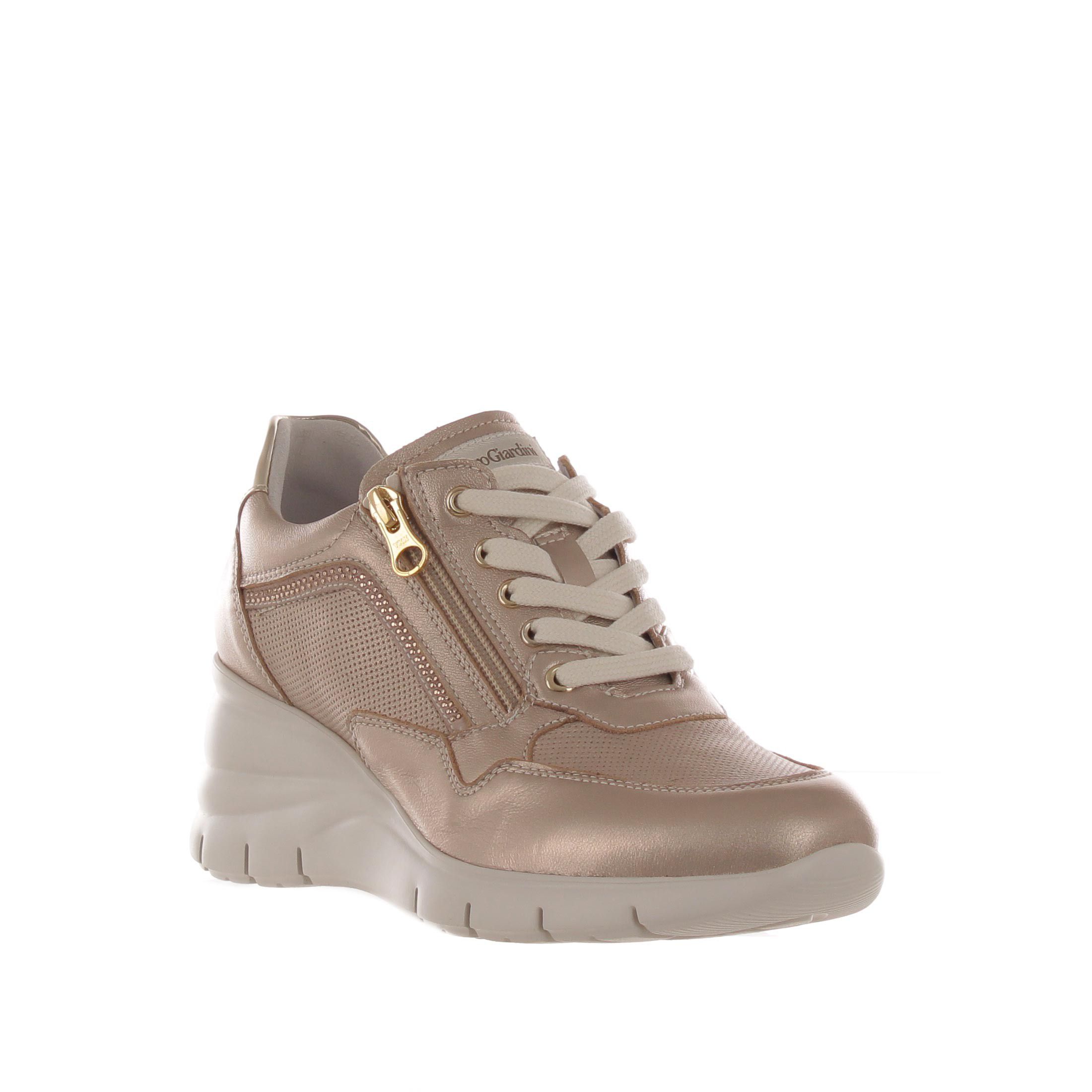 Nero giardini sneaker in pelle con zeppa da donna