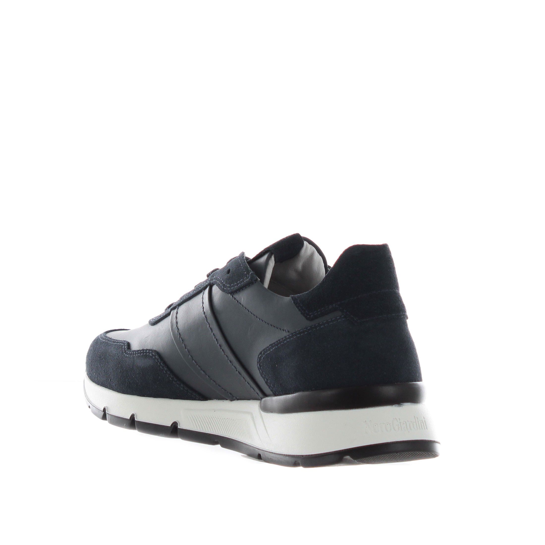 Nero giardini sneaker in pelle e camoscio da uomo