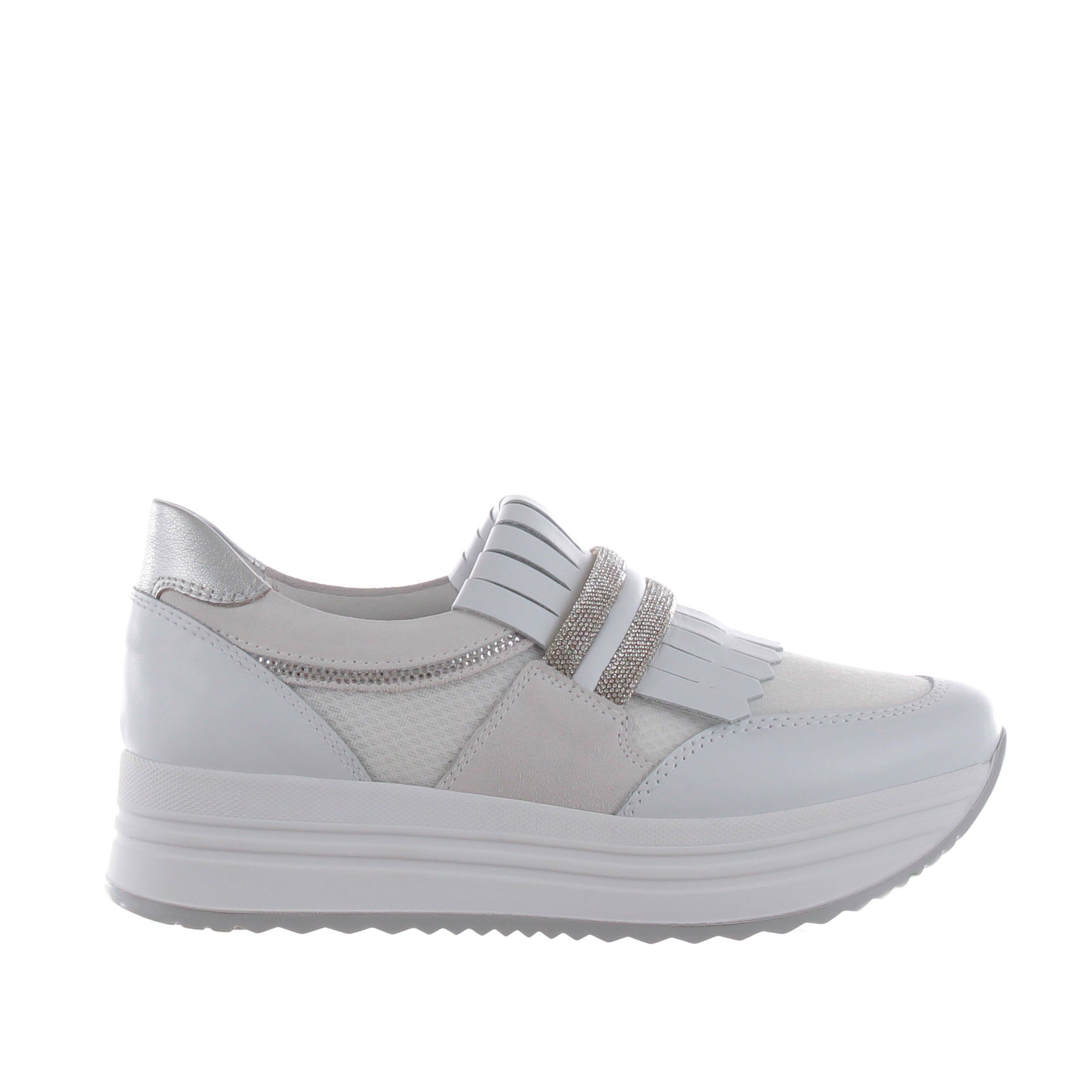 Nero giardini sneaker in pelle e mesh con strass da donna