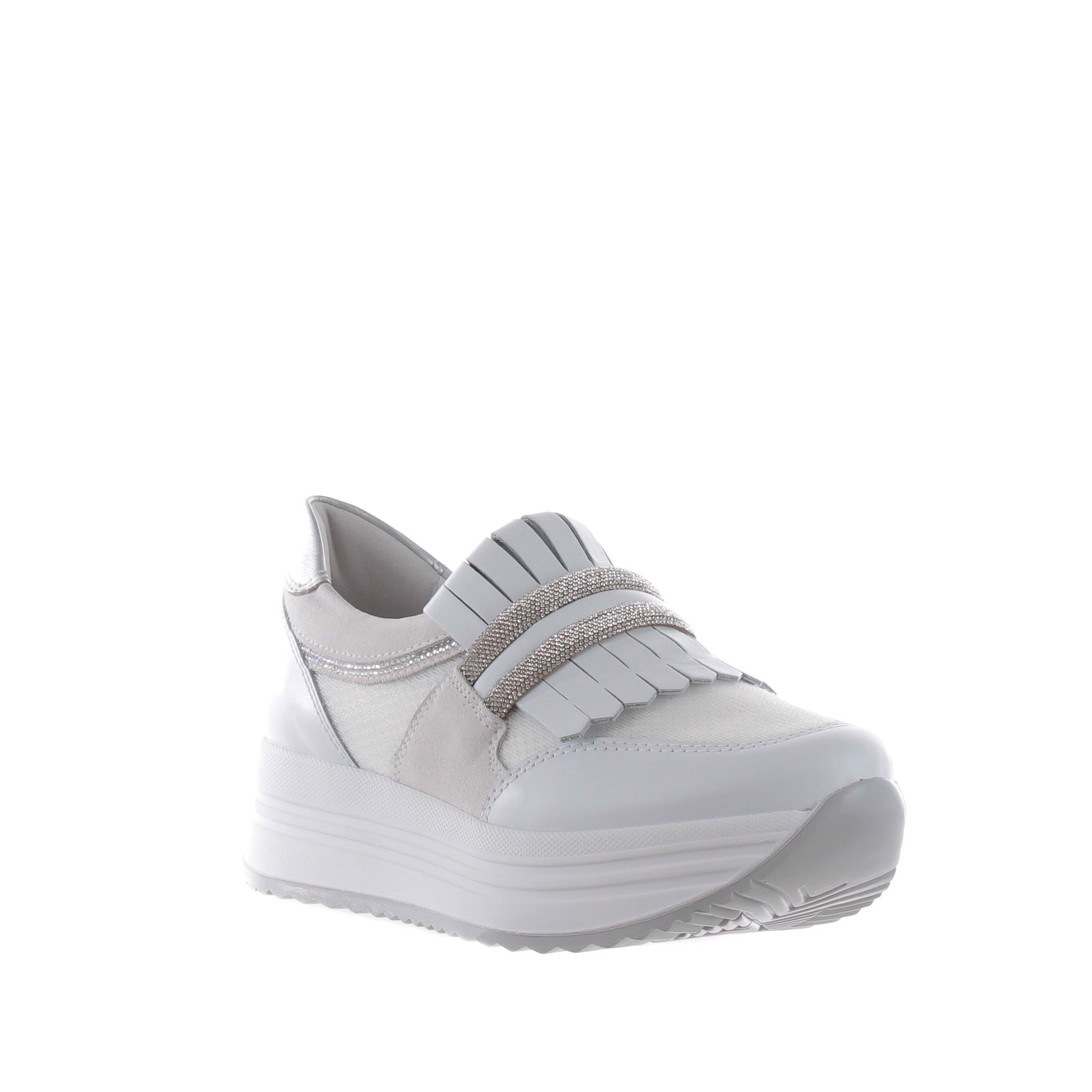 Nero giardini sneaker in pelle e mesh con strass da donna