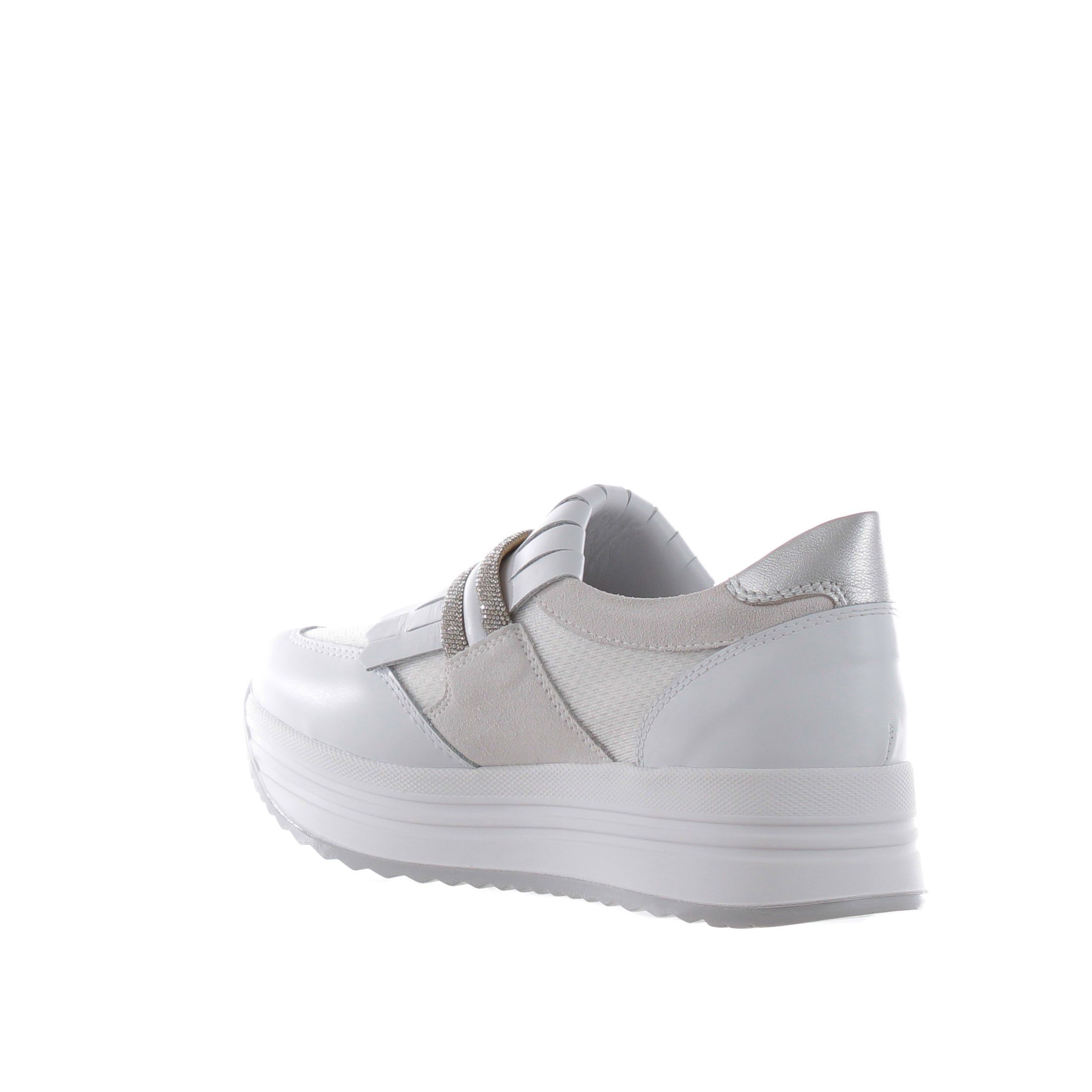 Nero giardini sneaker in pelle e mesh con strass da donna