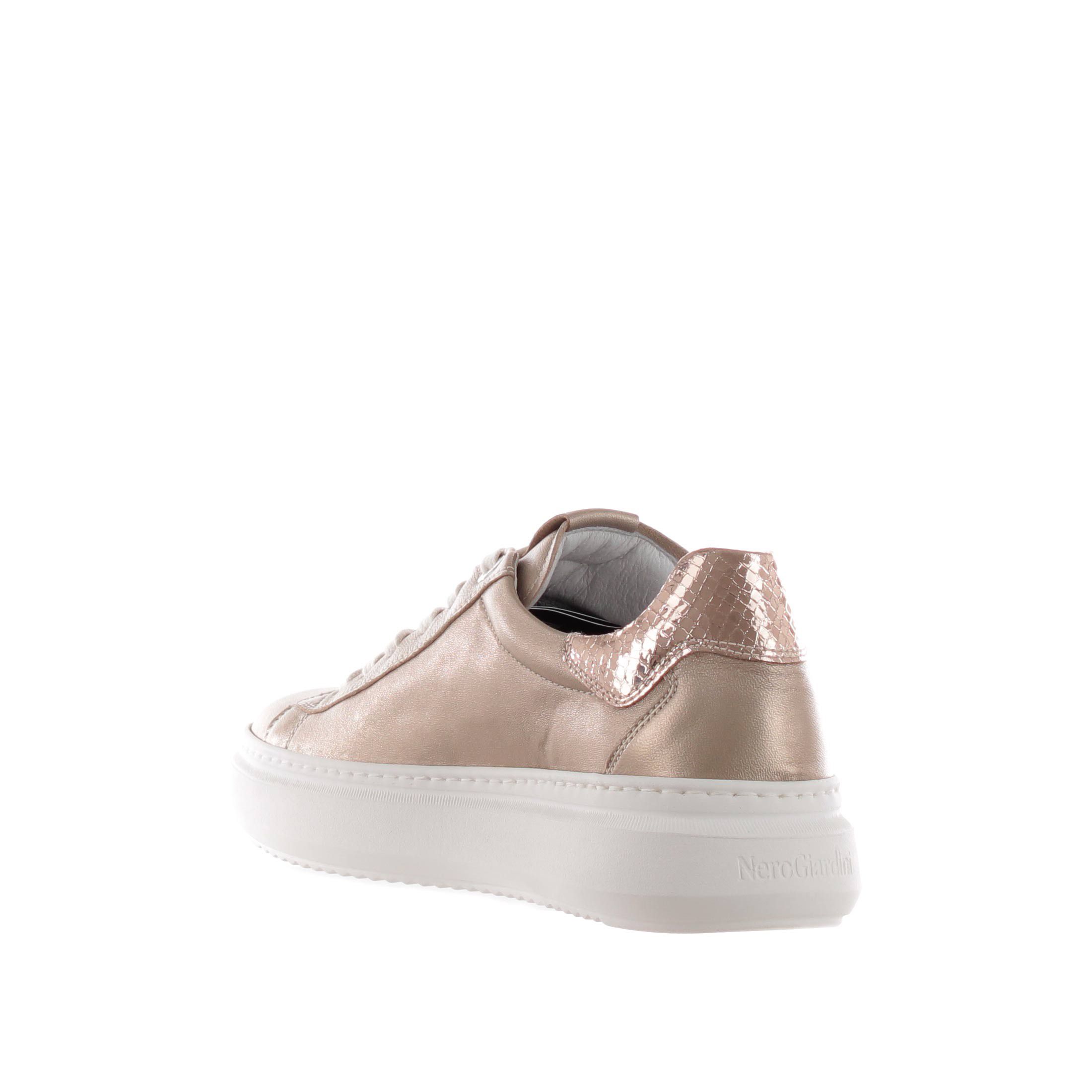 Nero giardini sneaker in pelle metal con dettaglio in glitter da donna