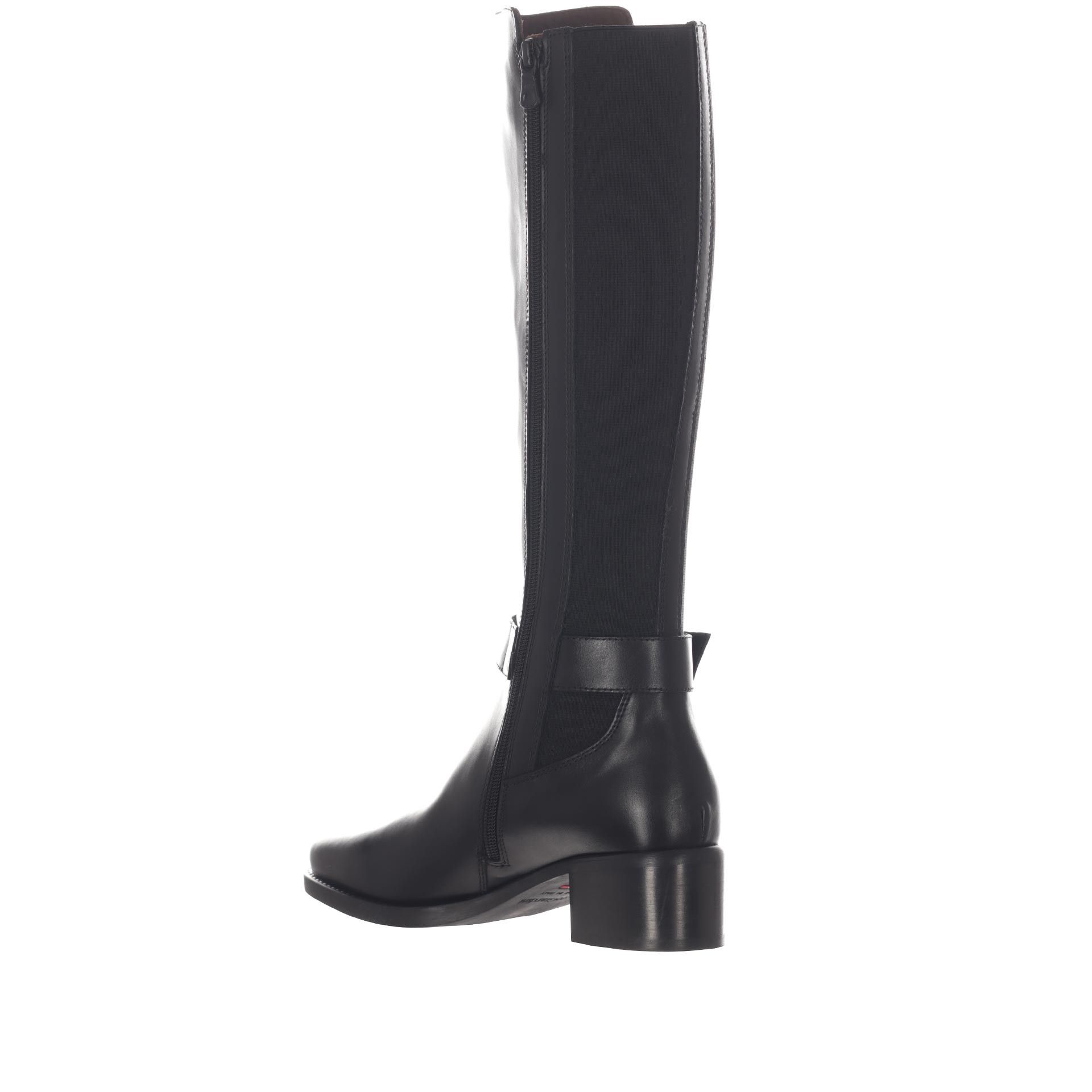 Nero giardini stivale in pelle con cinturino decorativo da donna