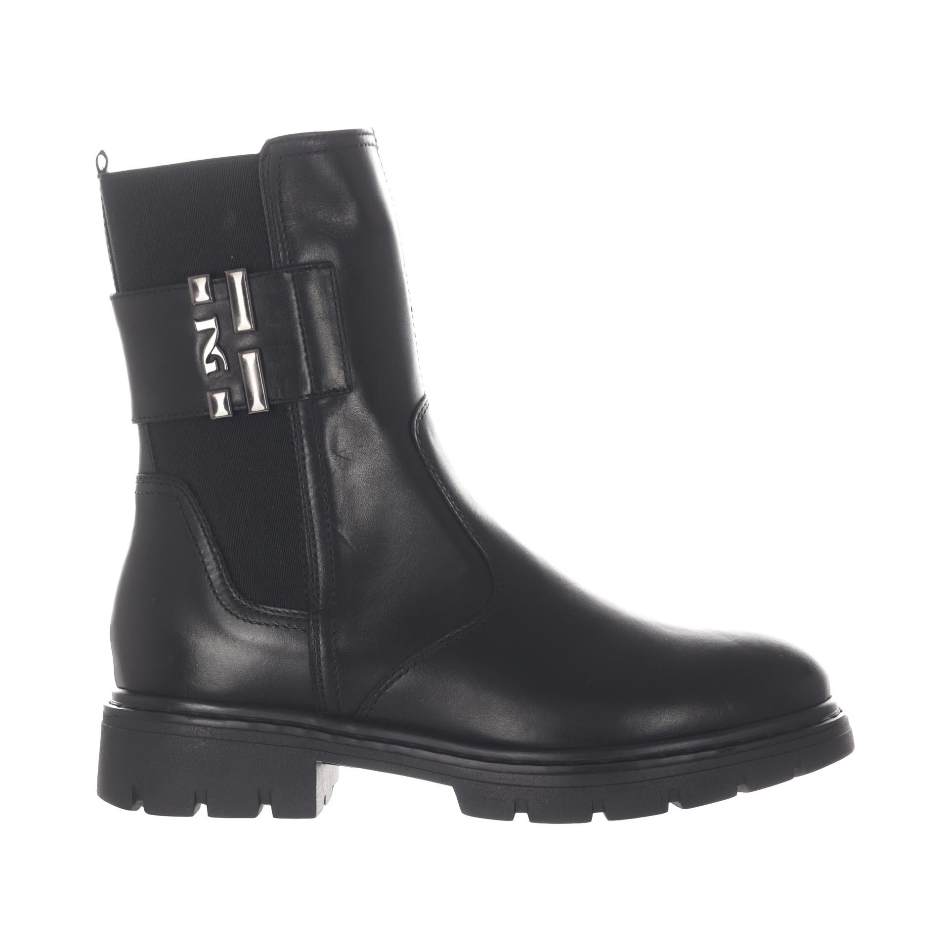 Nero giardini stivaletto in pelle con dettagli metallici da donna
