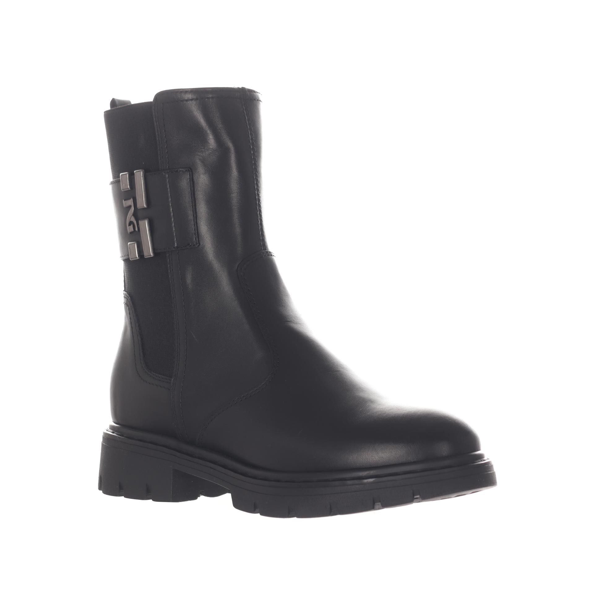 Nero giardini stivaletto in pelle con dettagli metallici da donna