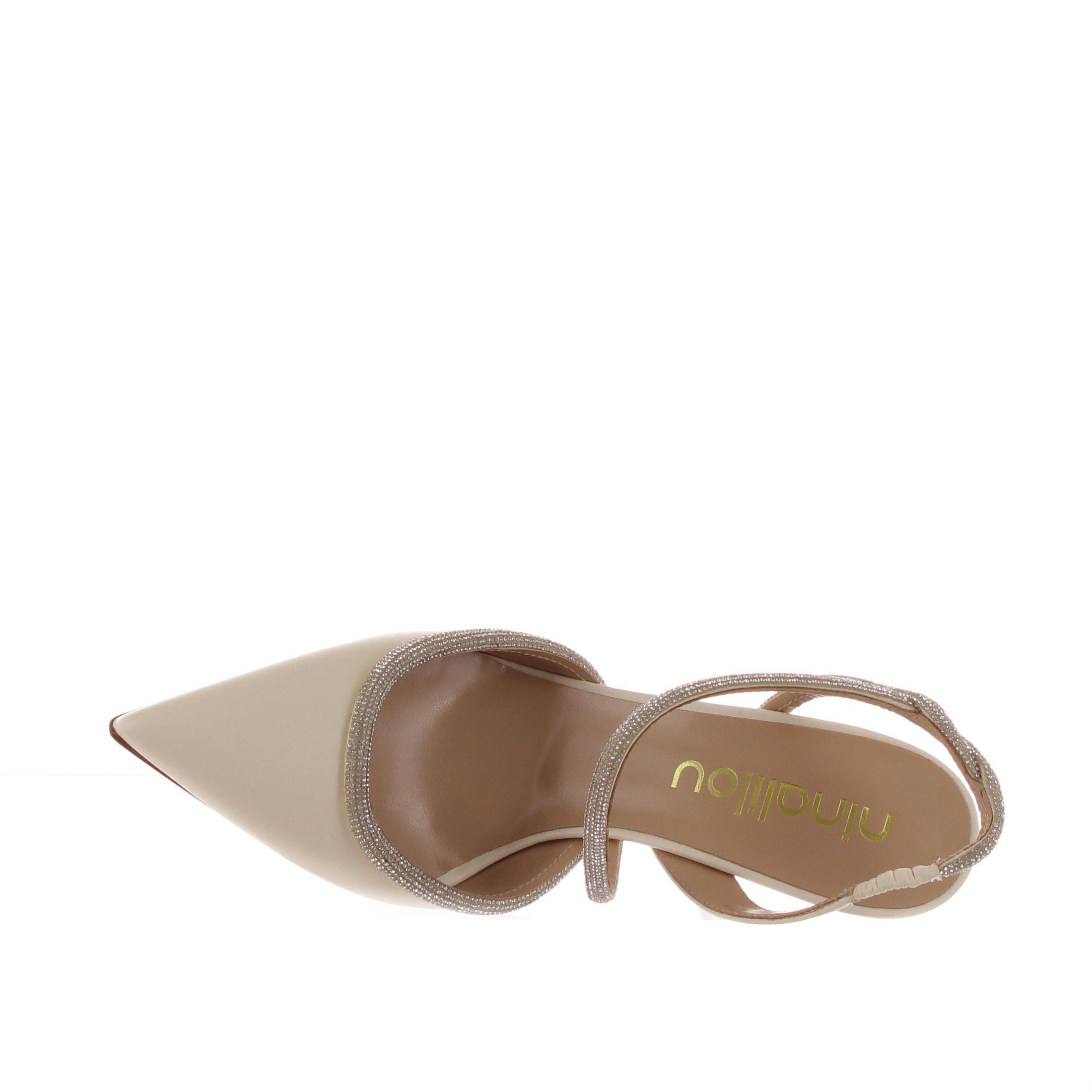 Ninalilou décolleté mya slingback in nappa con strass da donna