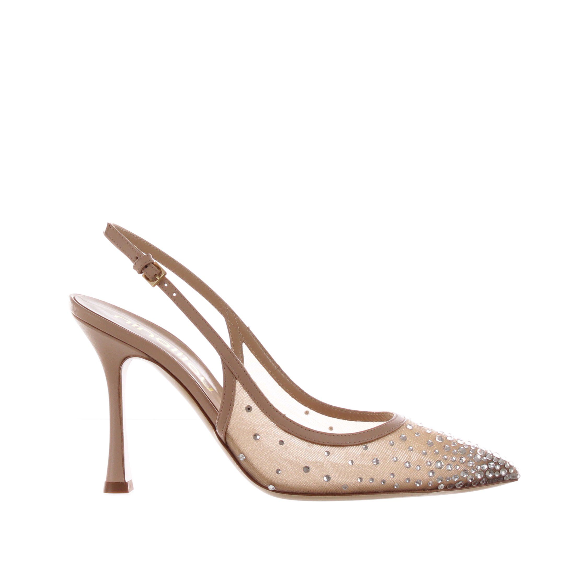 Ninalilou décolleté mya slingback in nappa con strass da donna