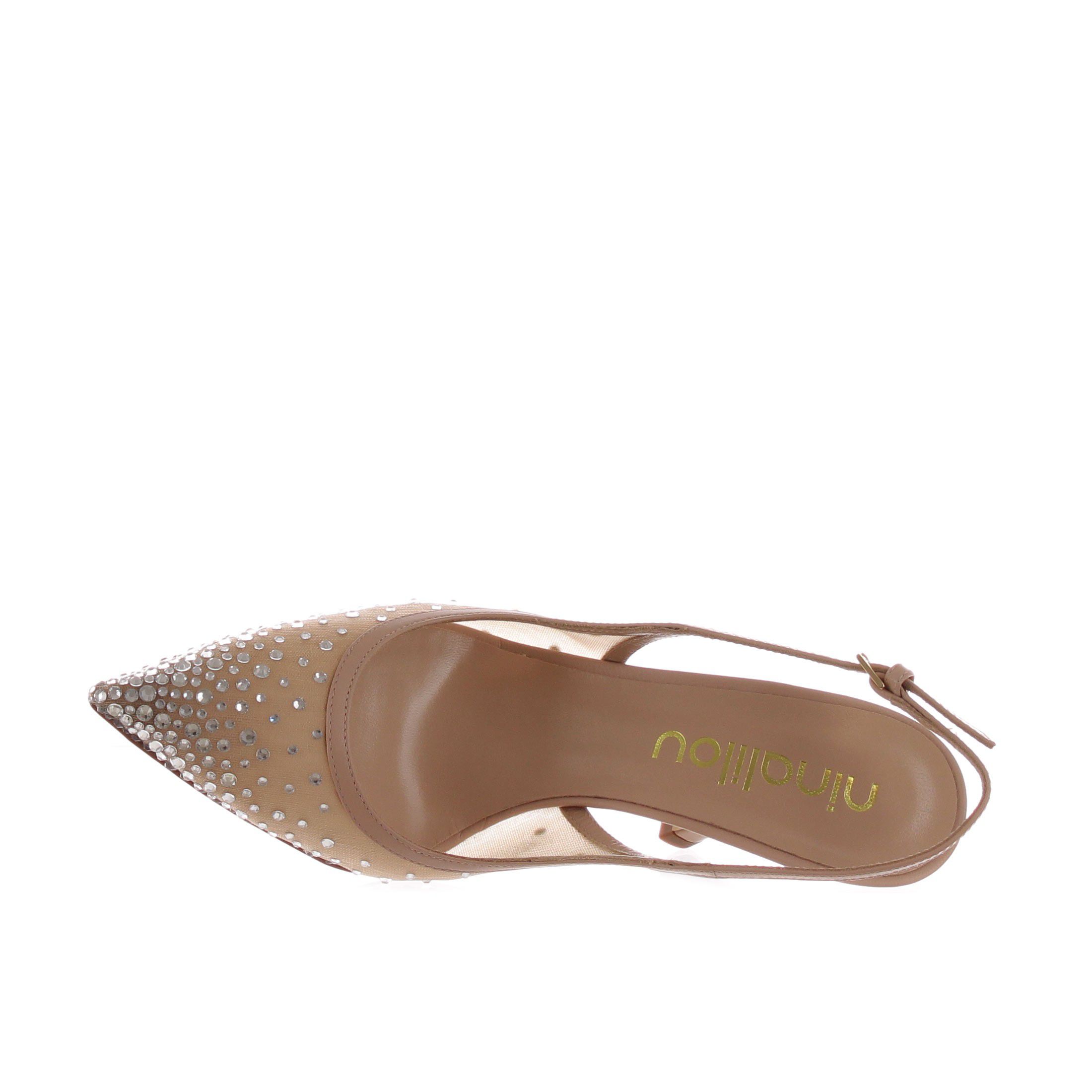 Ninalilou décolleté mya slingback in nappa con strass da donna